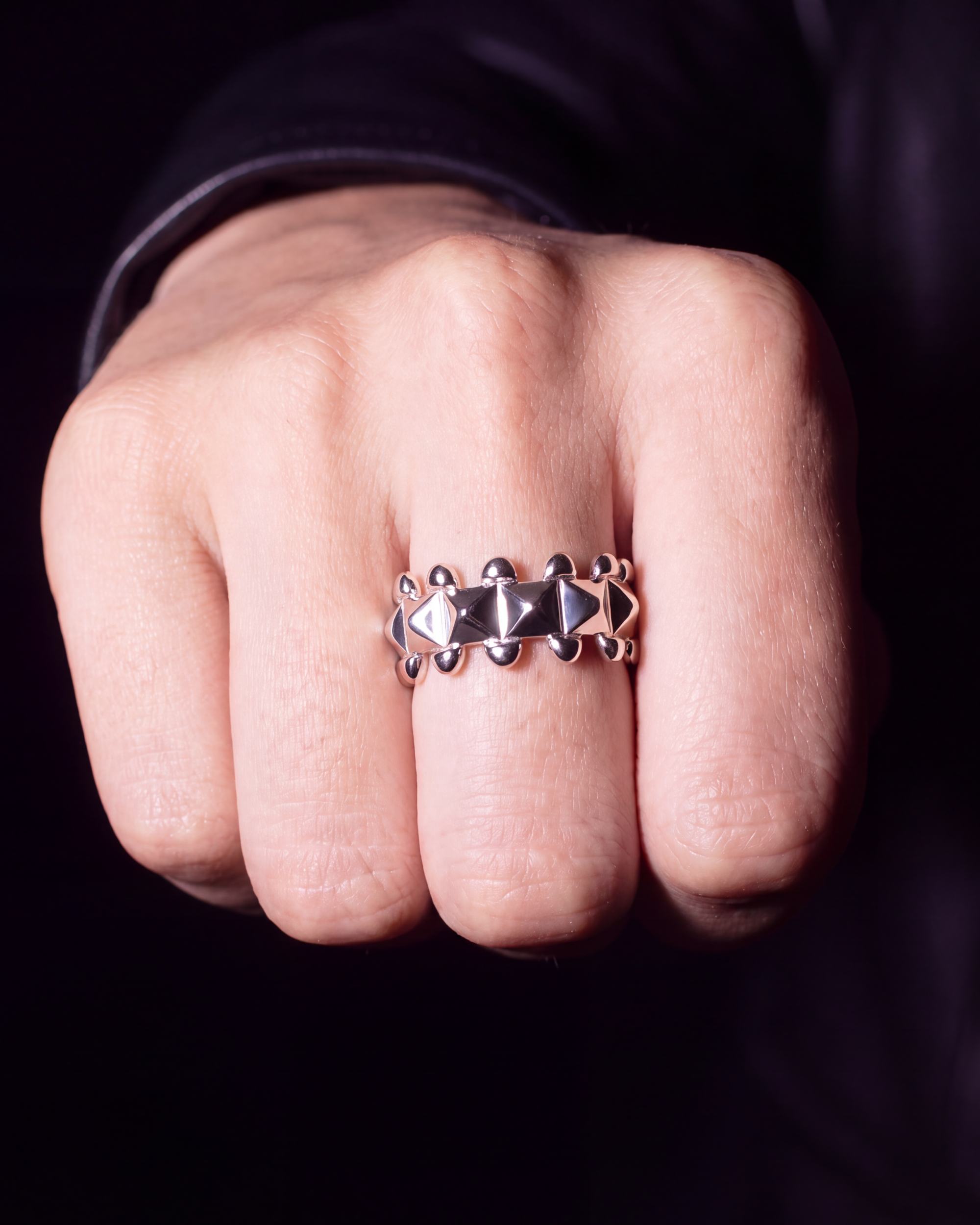 Faceted Rivet Ring - Silver