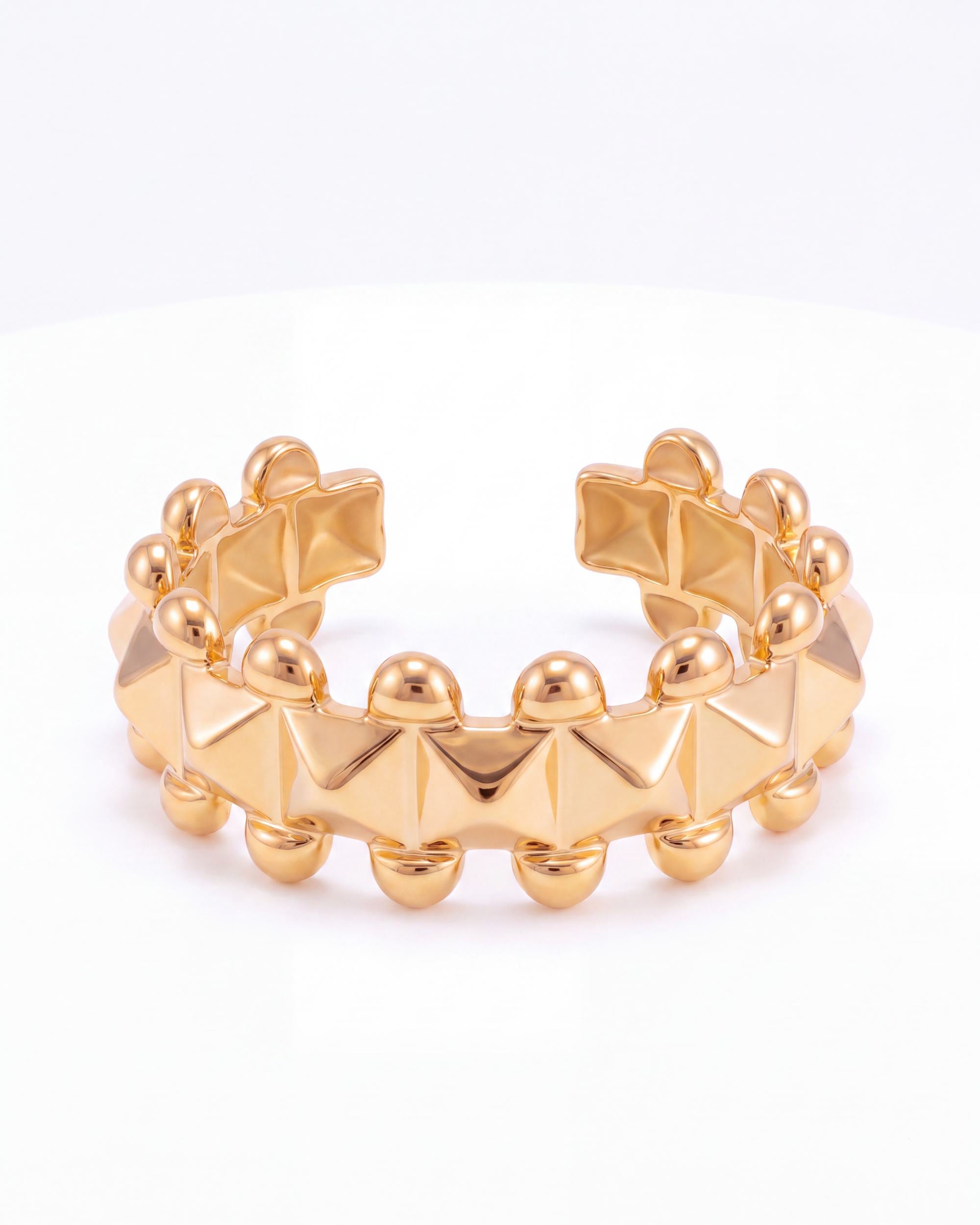 Faceted Rivet Ring - Gold