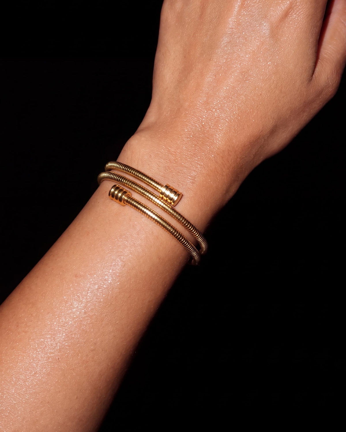 Ribbed Coil Wrap Bracelet - Gold