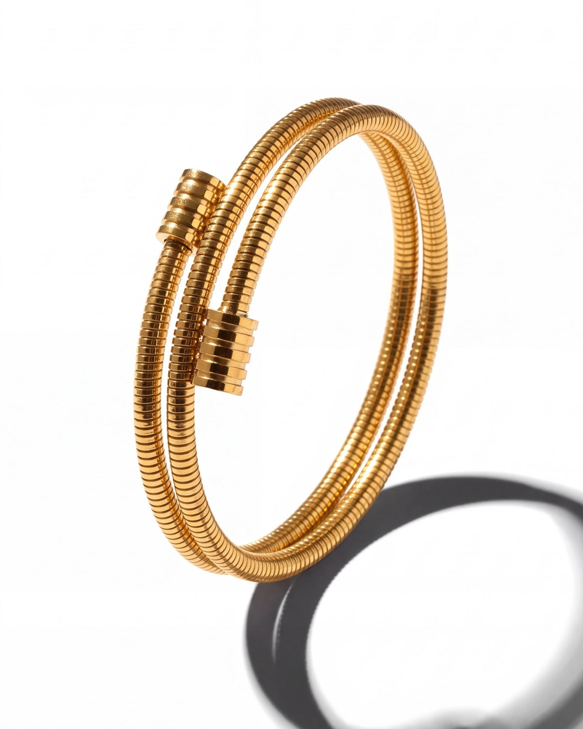 Ribbed Coil Wrap Bracelet - Gold