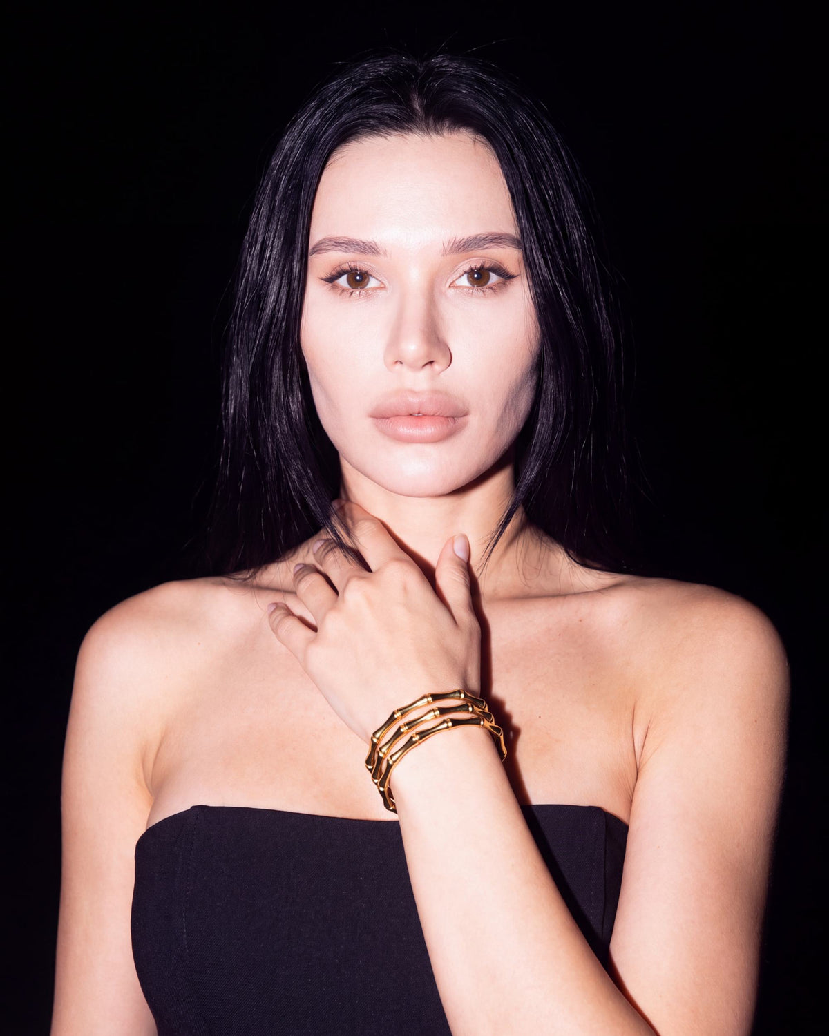 Jointed Rail Cuff Bracelet - Gold