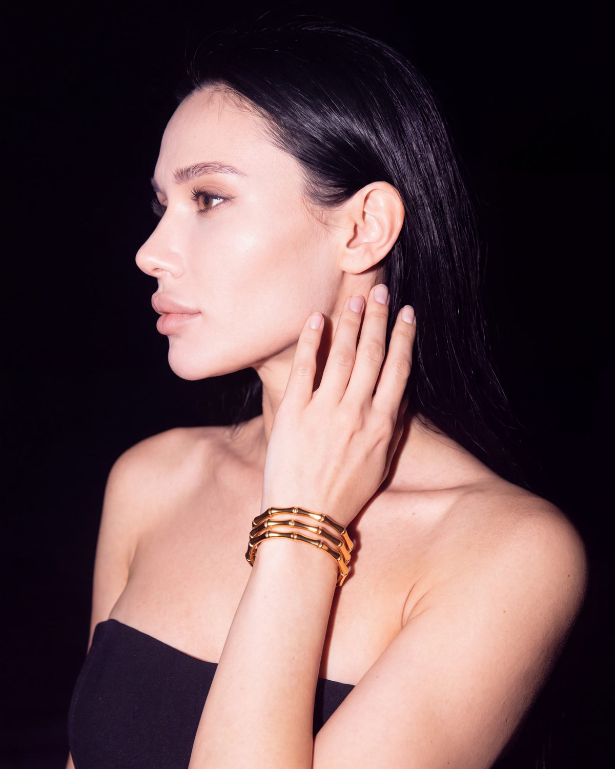Jointed Rail Cuff Bracelet - Gold
