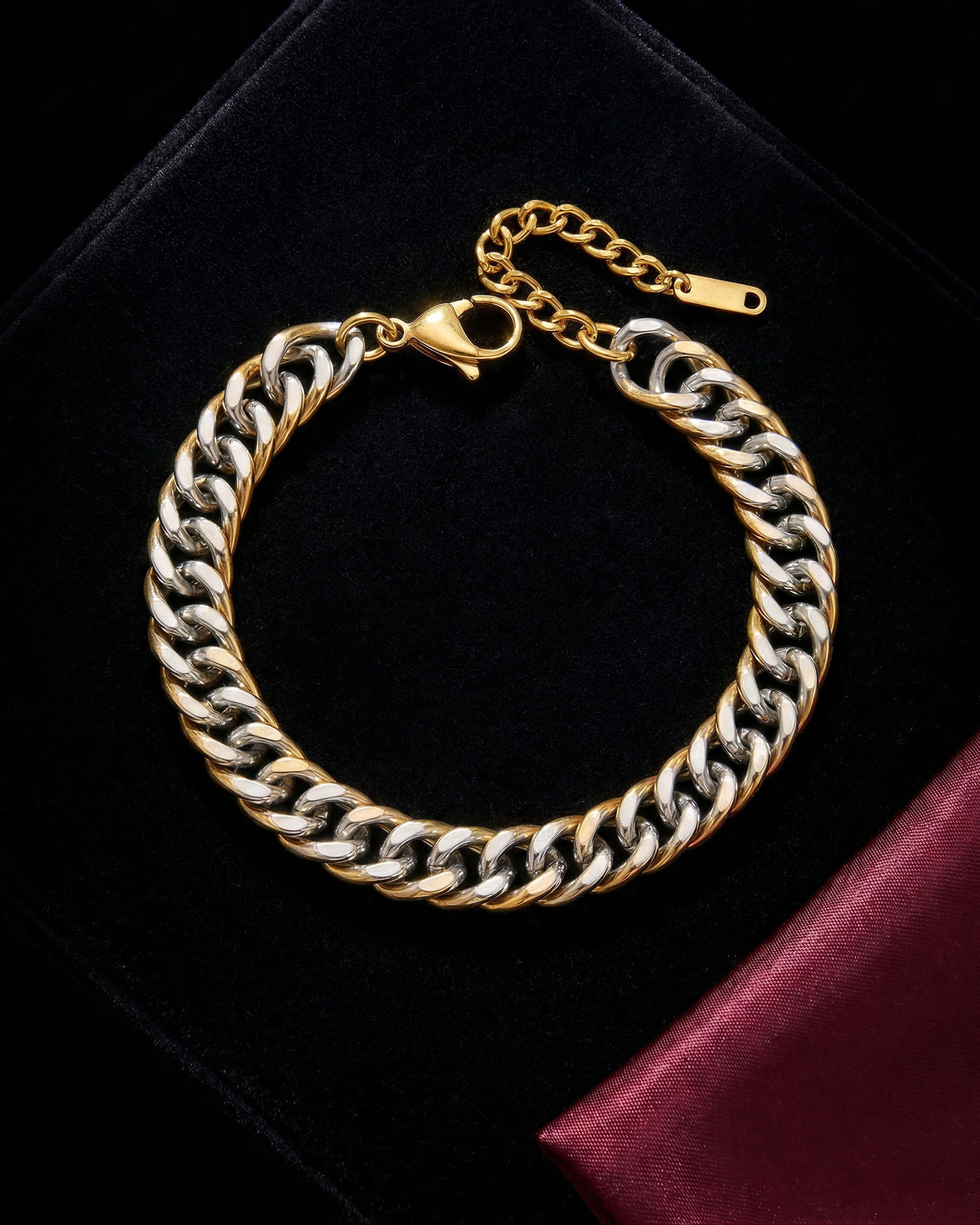 Dual Tone Curb Chain Bracelet, Unglaz Jewelry