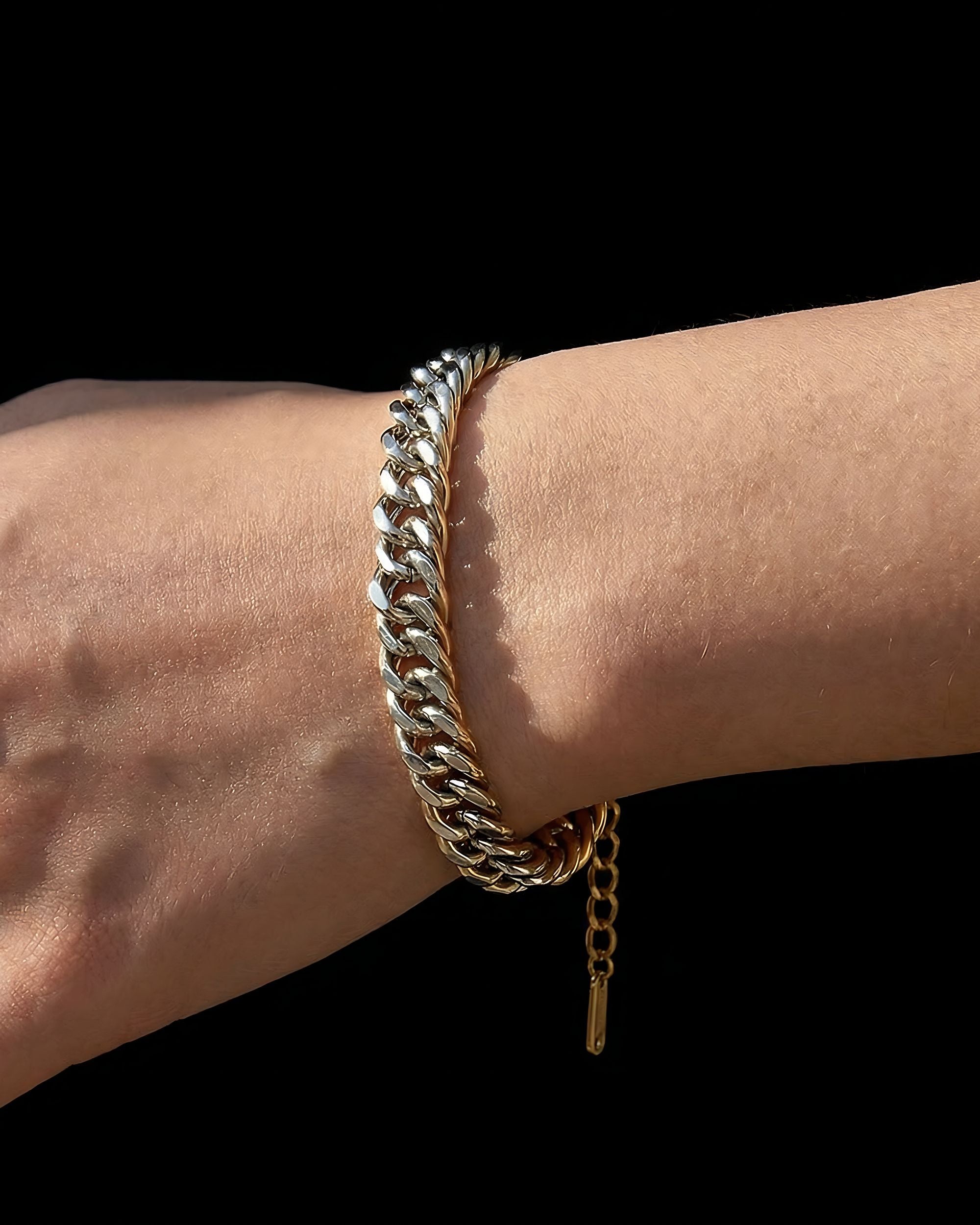 Dual Tone Curb Chain Bracelet, Architectural Jewelry