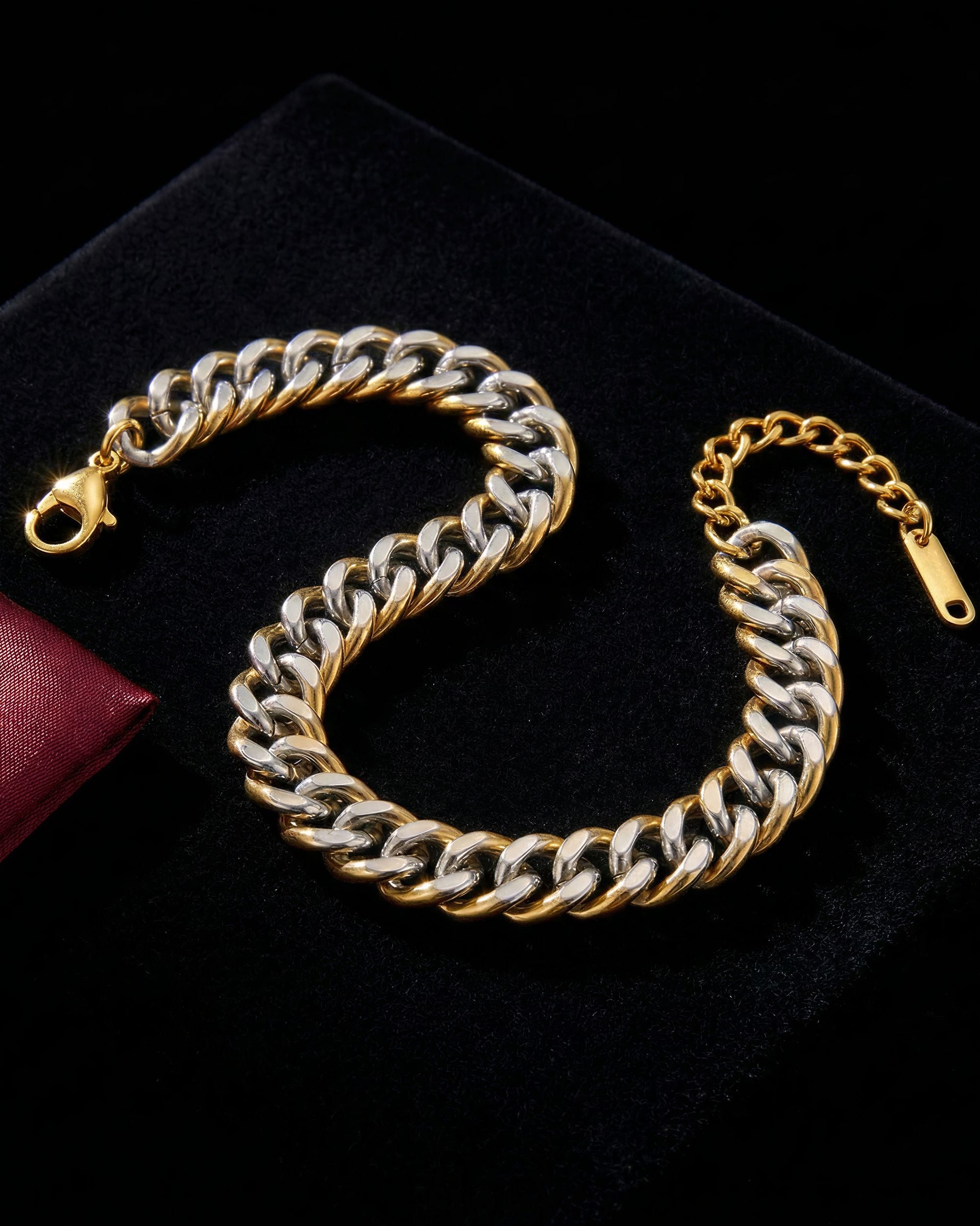 Dual Tone Curb Chain Bracelet, Gold and Silver Jewelry