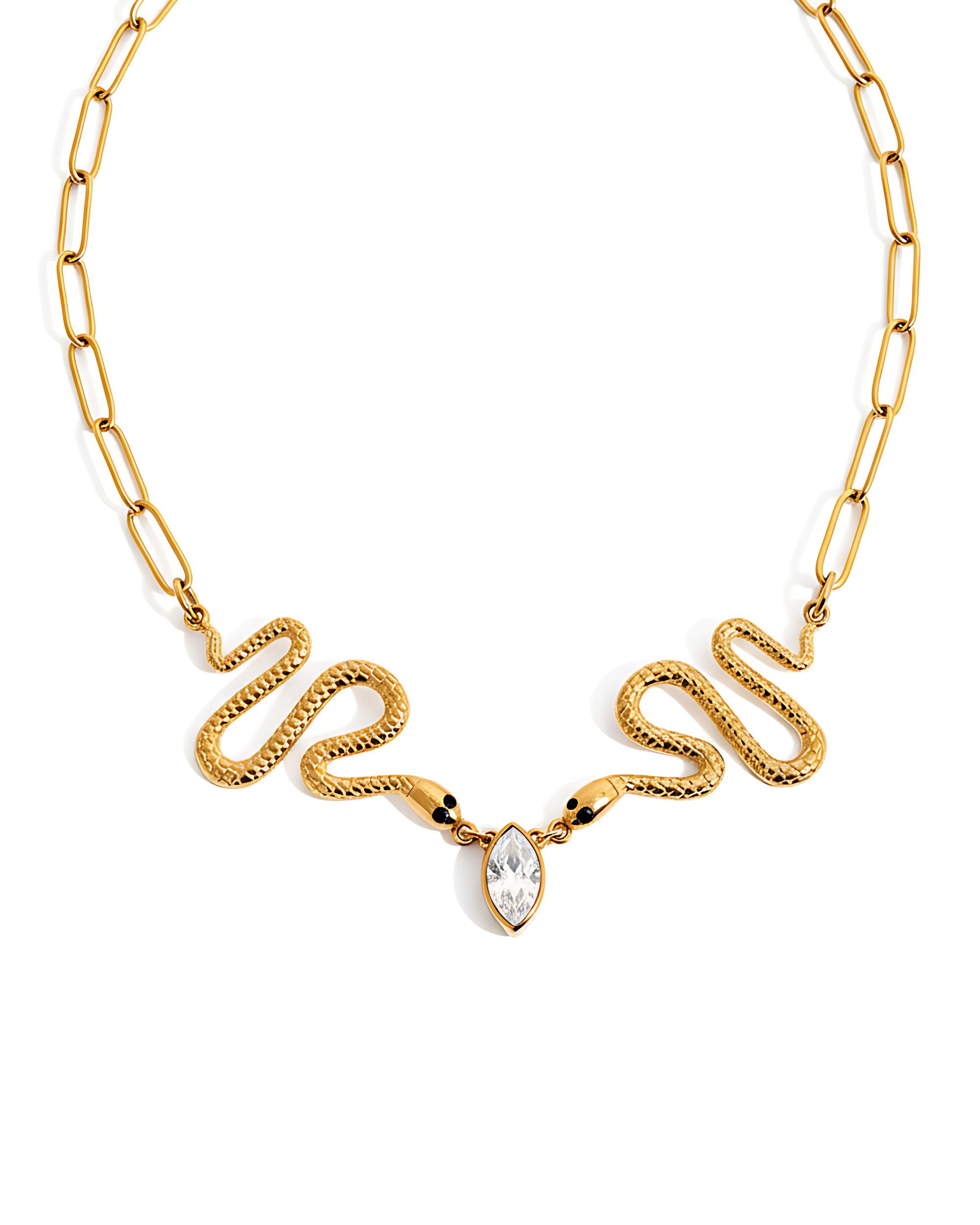 Dual Serpent Chain Necklace, Gold