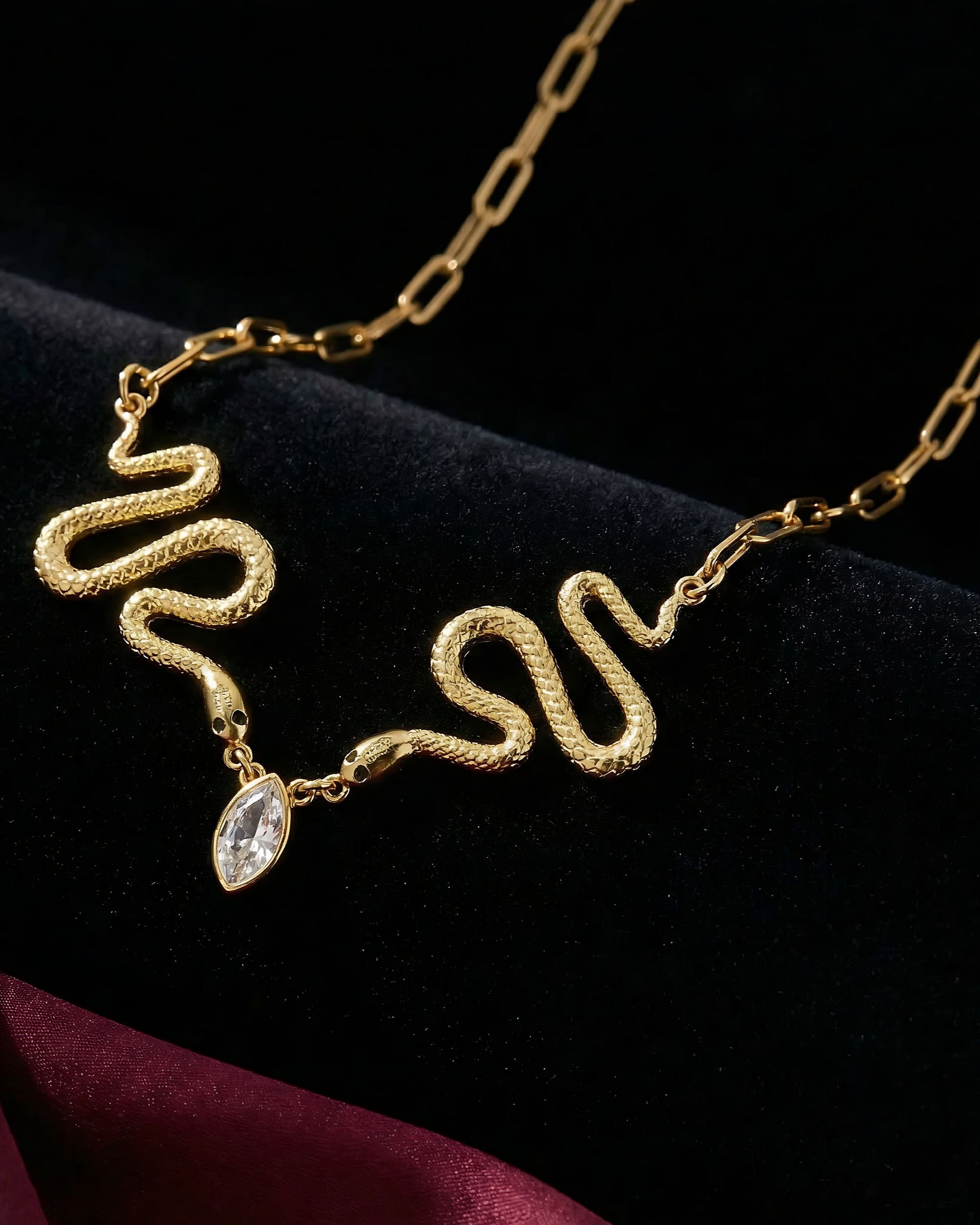 Dual Serpent Chain Necklace, Unglaz Jewelry
