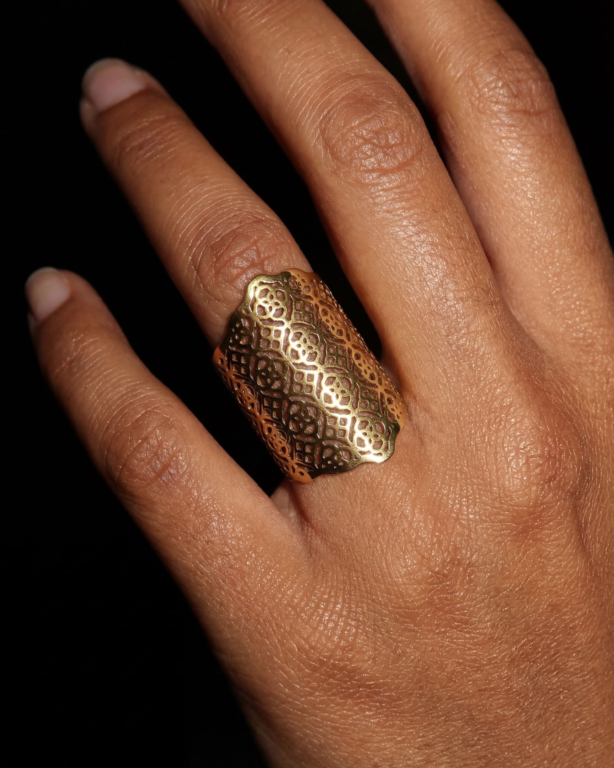 Lattice Shield Ring, Architectural Jewelry