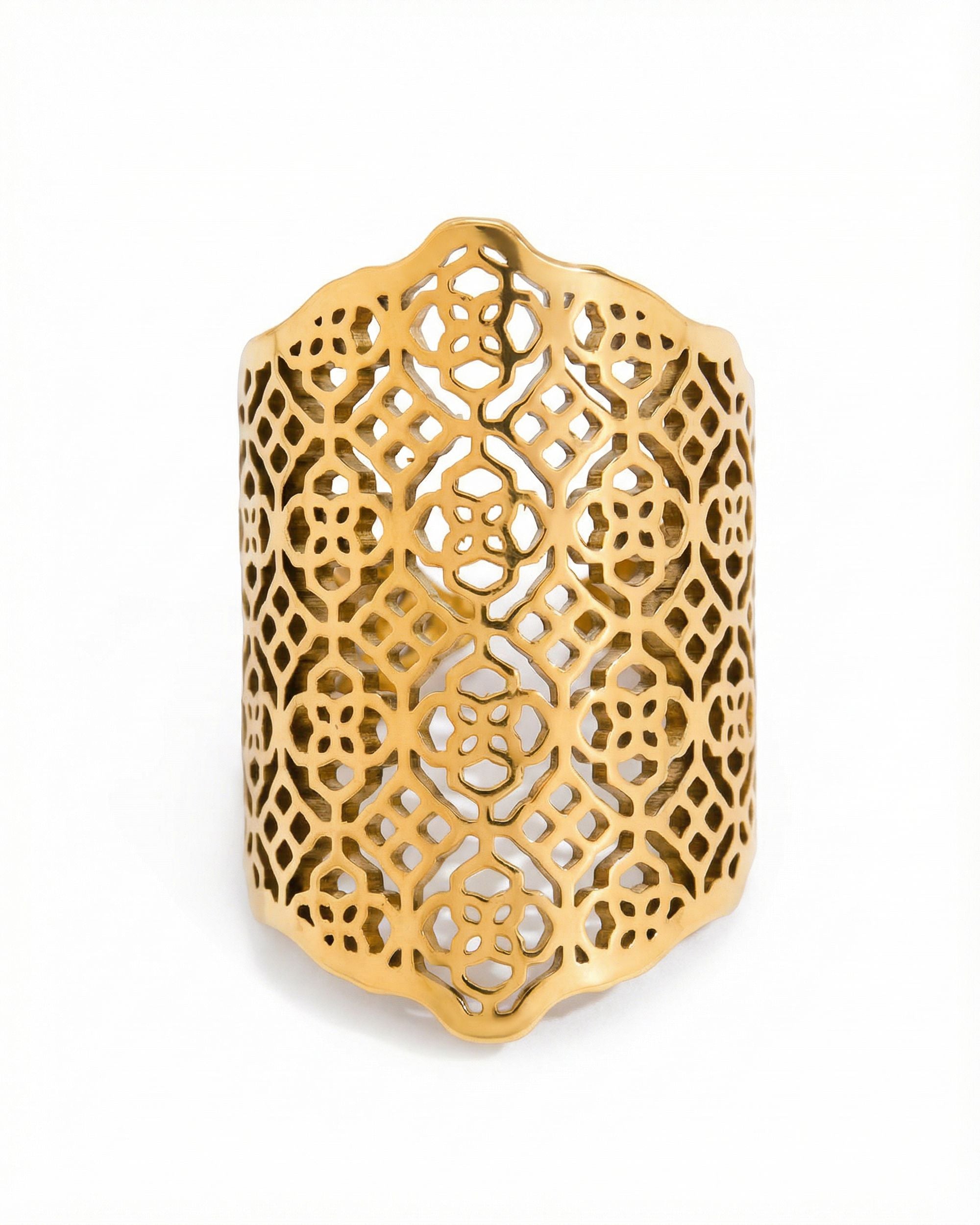 Lattice Shield Ring, Gold