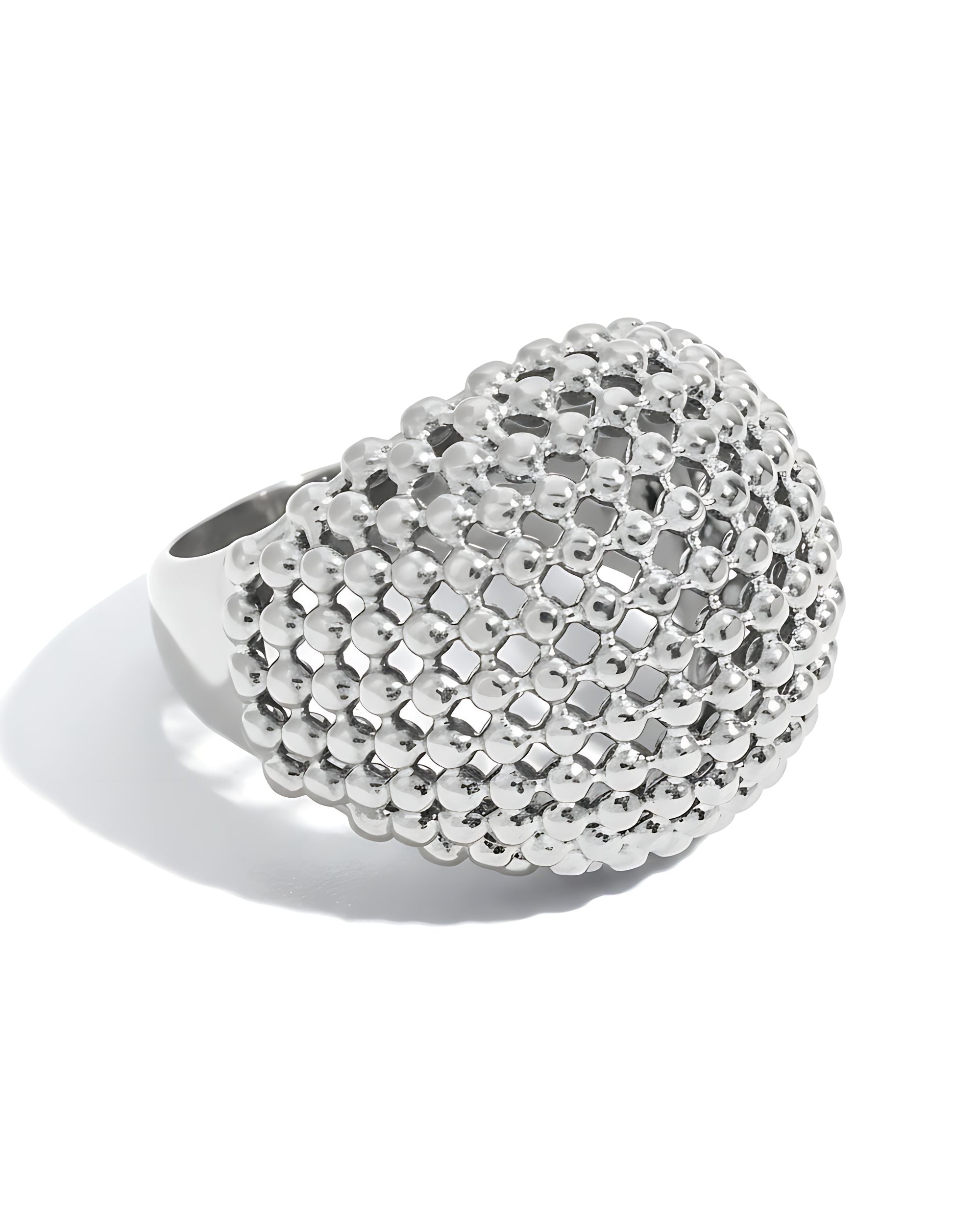 Mesh Sphere Ring, Silver