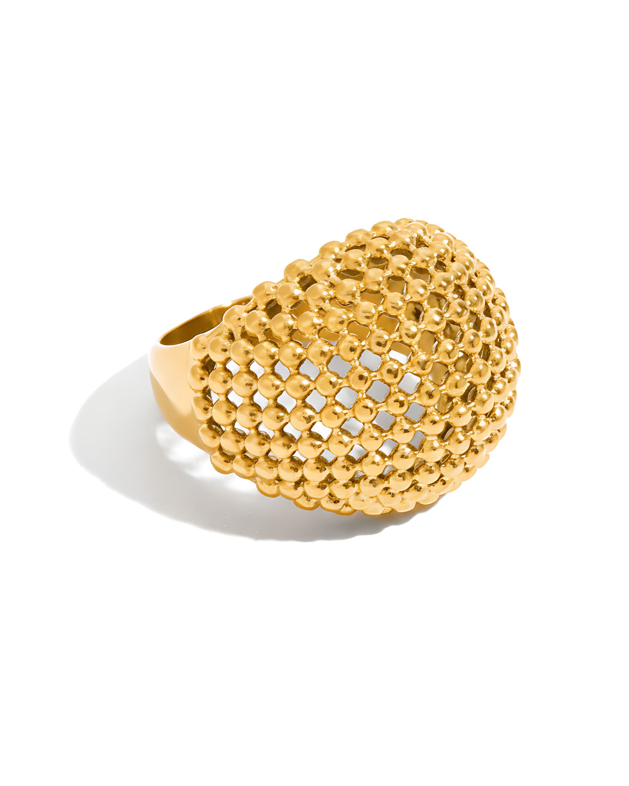 Mesh Sphere Ring, Gold