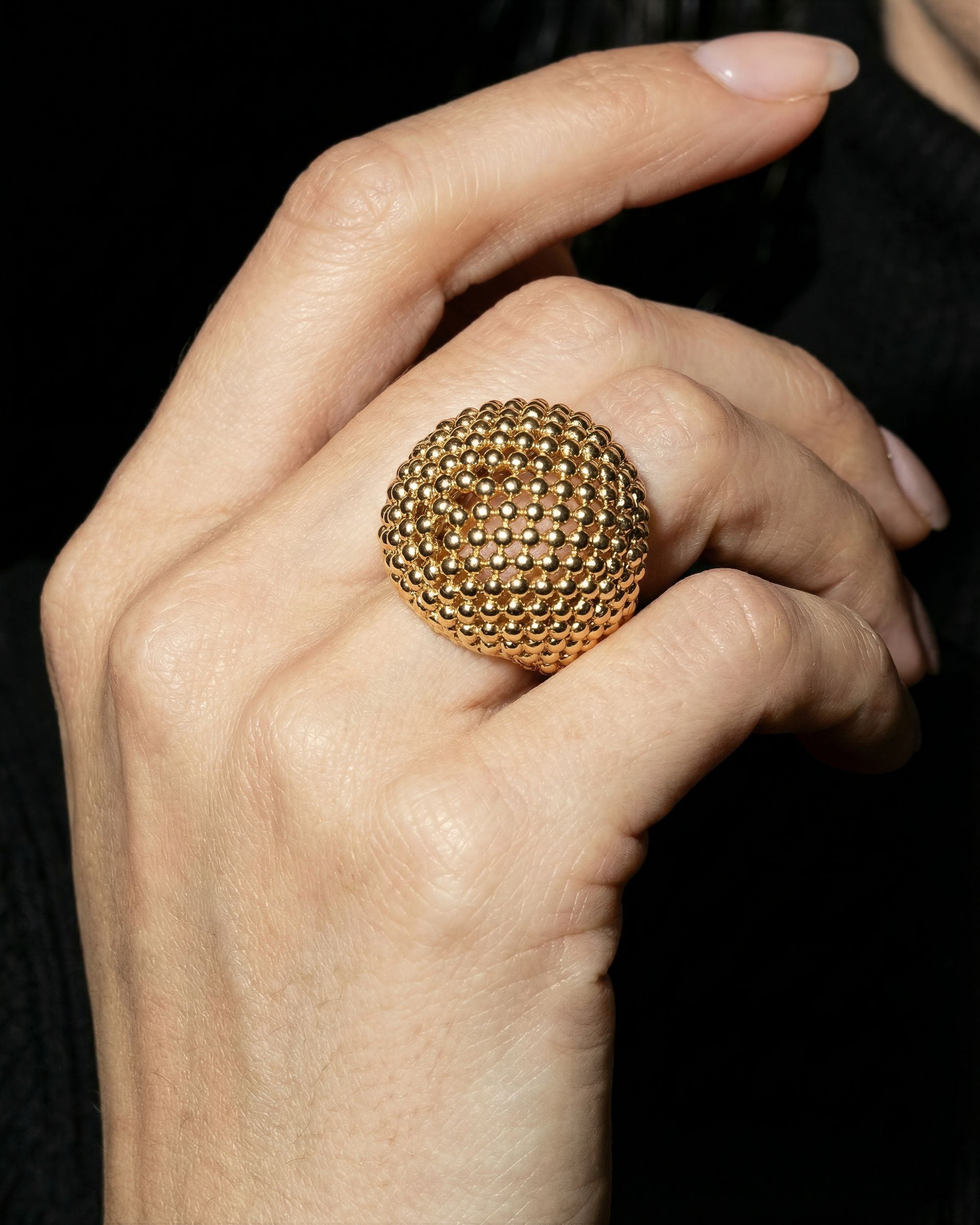 Mesh Sphere Ring, Architectural Jewelry