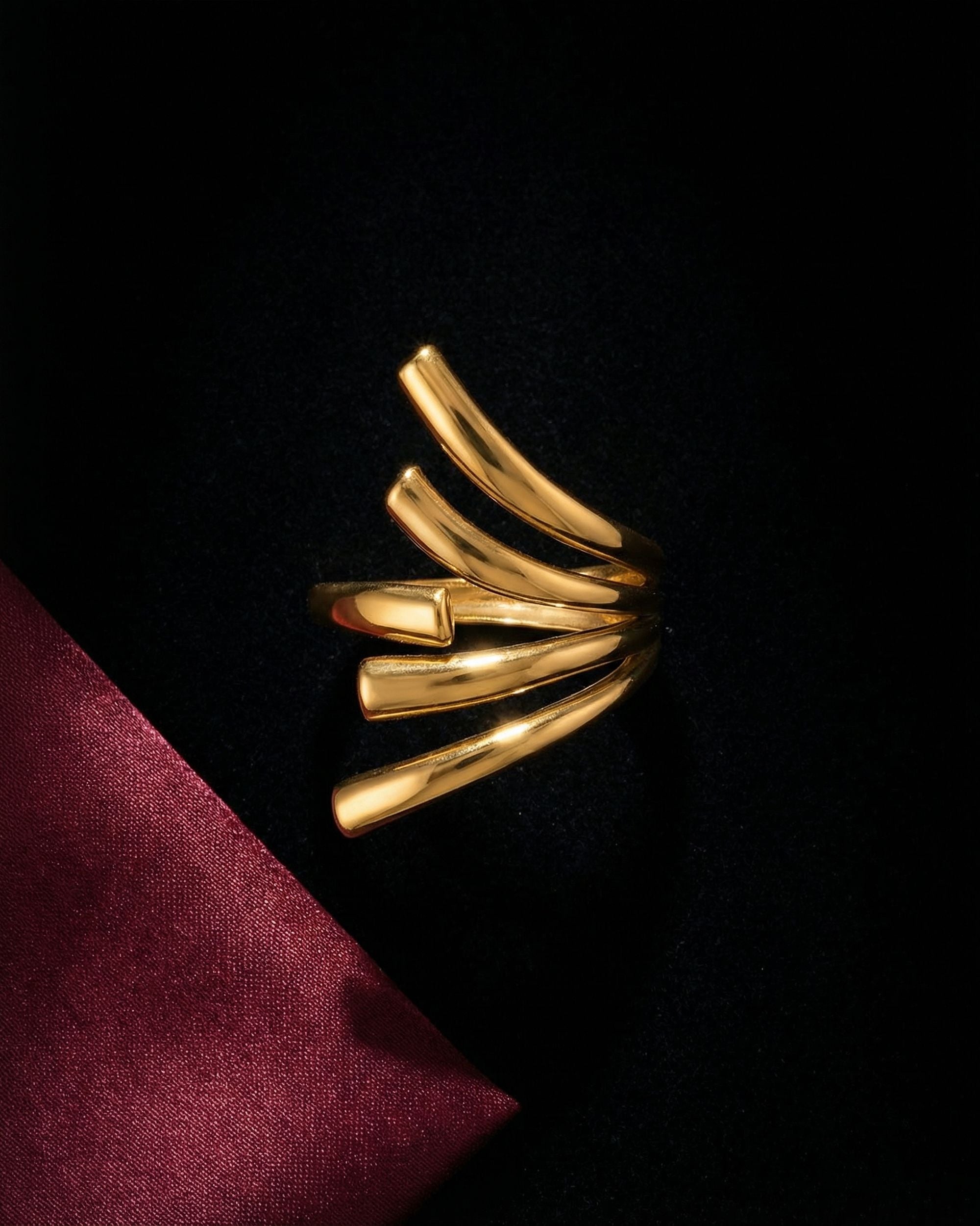 Multi-Line Sweep Ring, Unglaz Jewelry