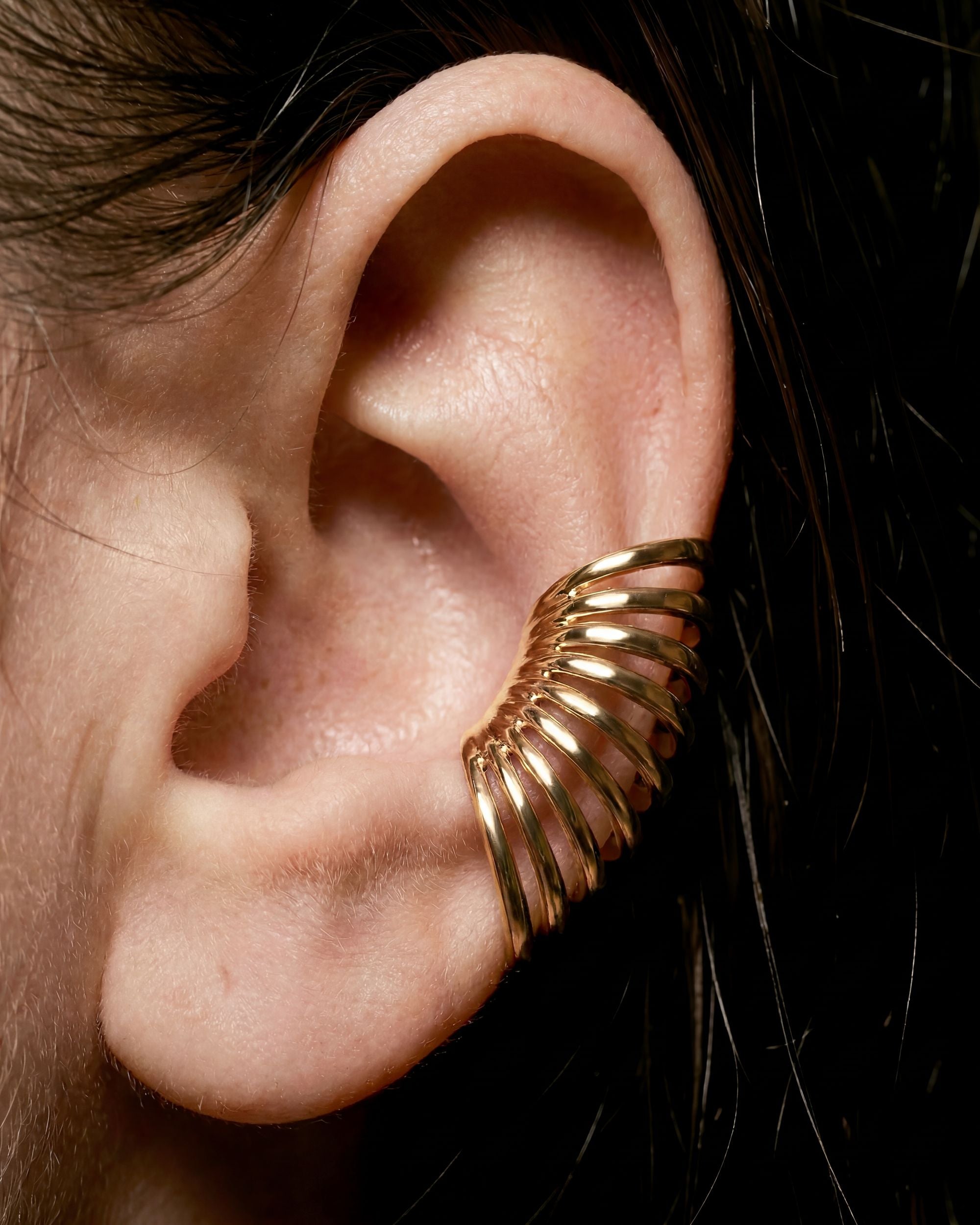 Multi-Wire Dome Ear Cuff - Gold