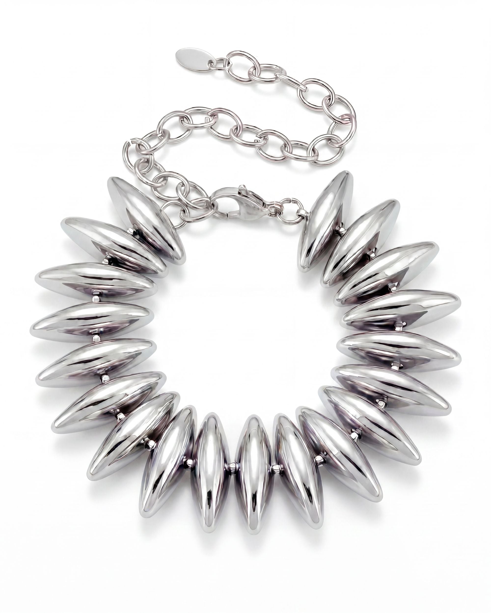Oval Disc Bracelet - Silver