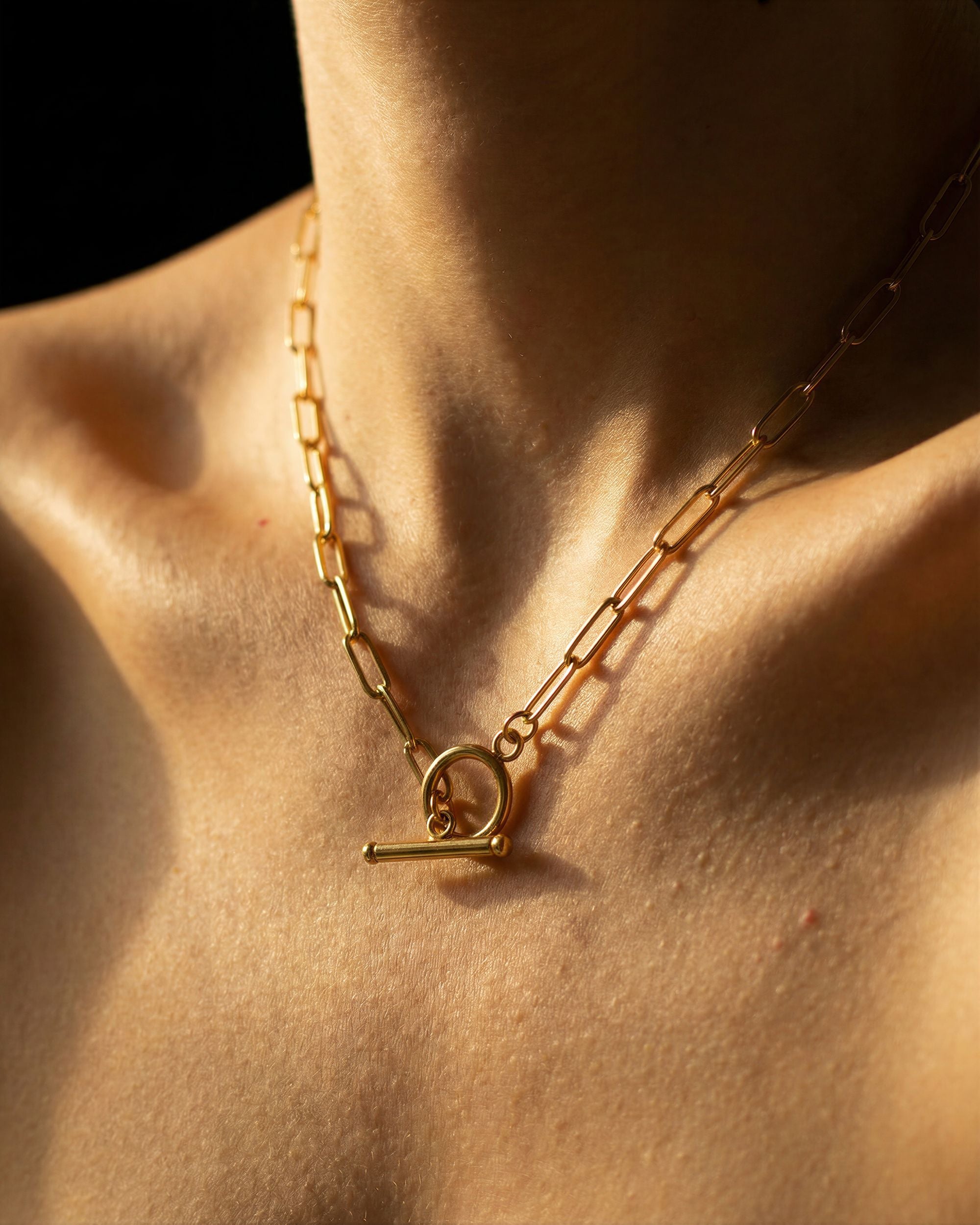 Paperclip Toggle Chain Necklace, Architectural Jewelry