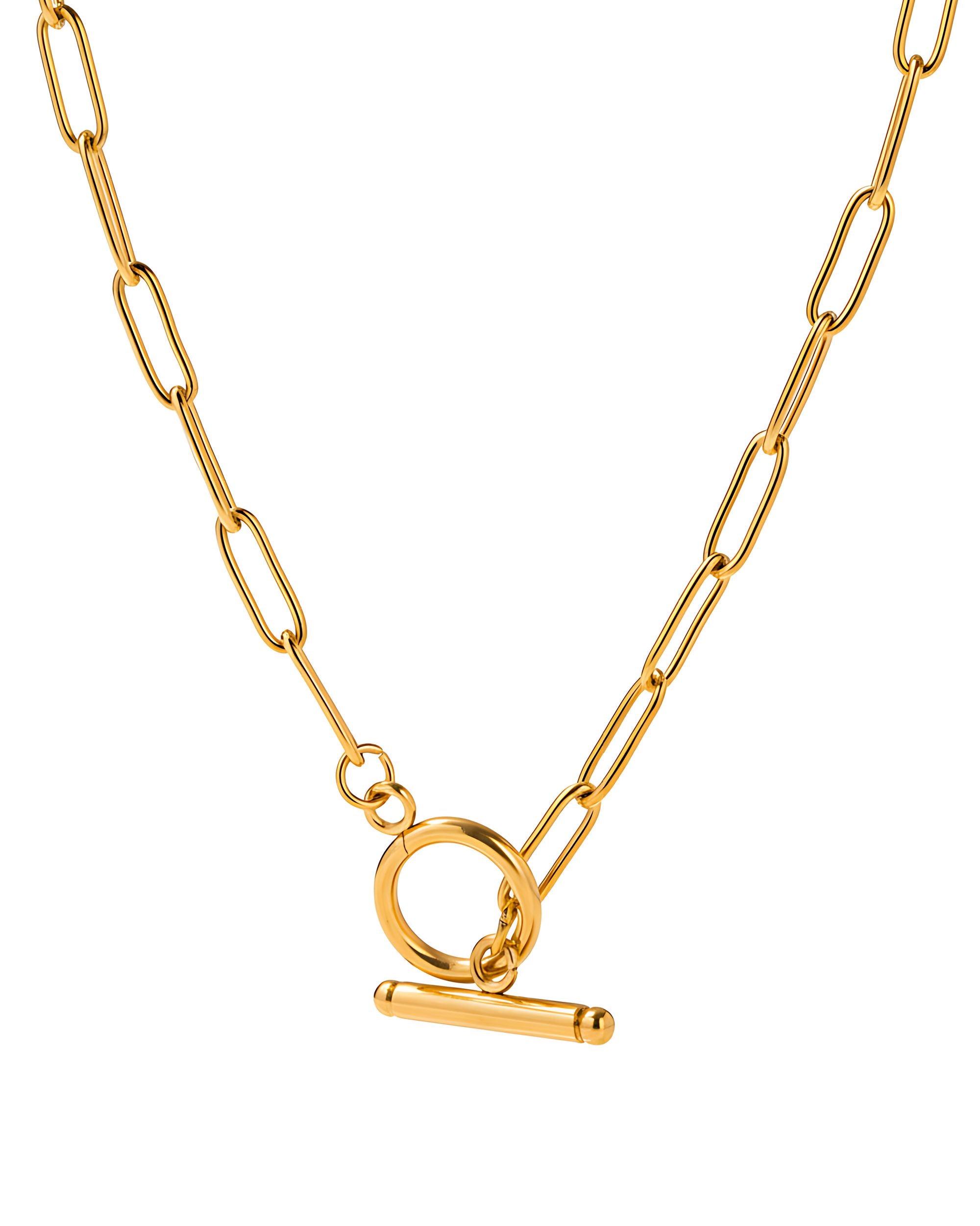 Paperclip Toggle Chain Necklace, Gold