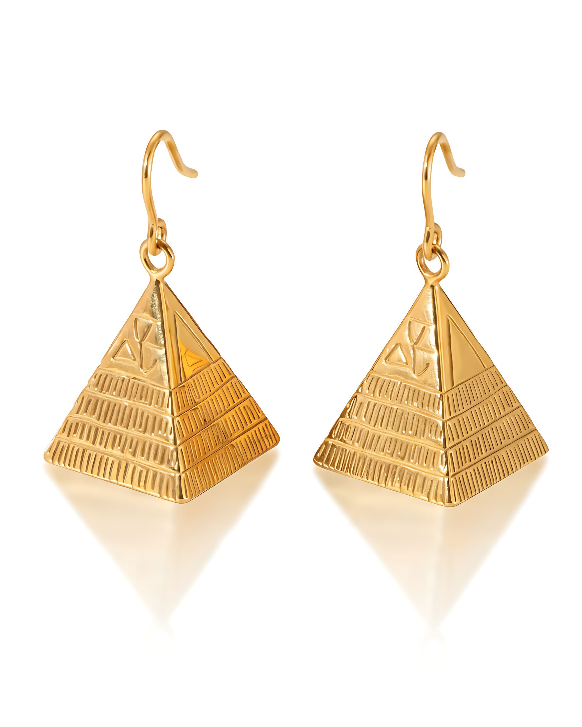 Pyramid Drop Earrings, Gold