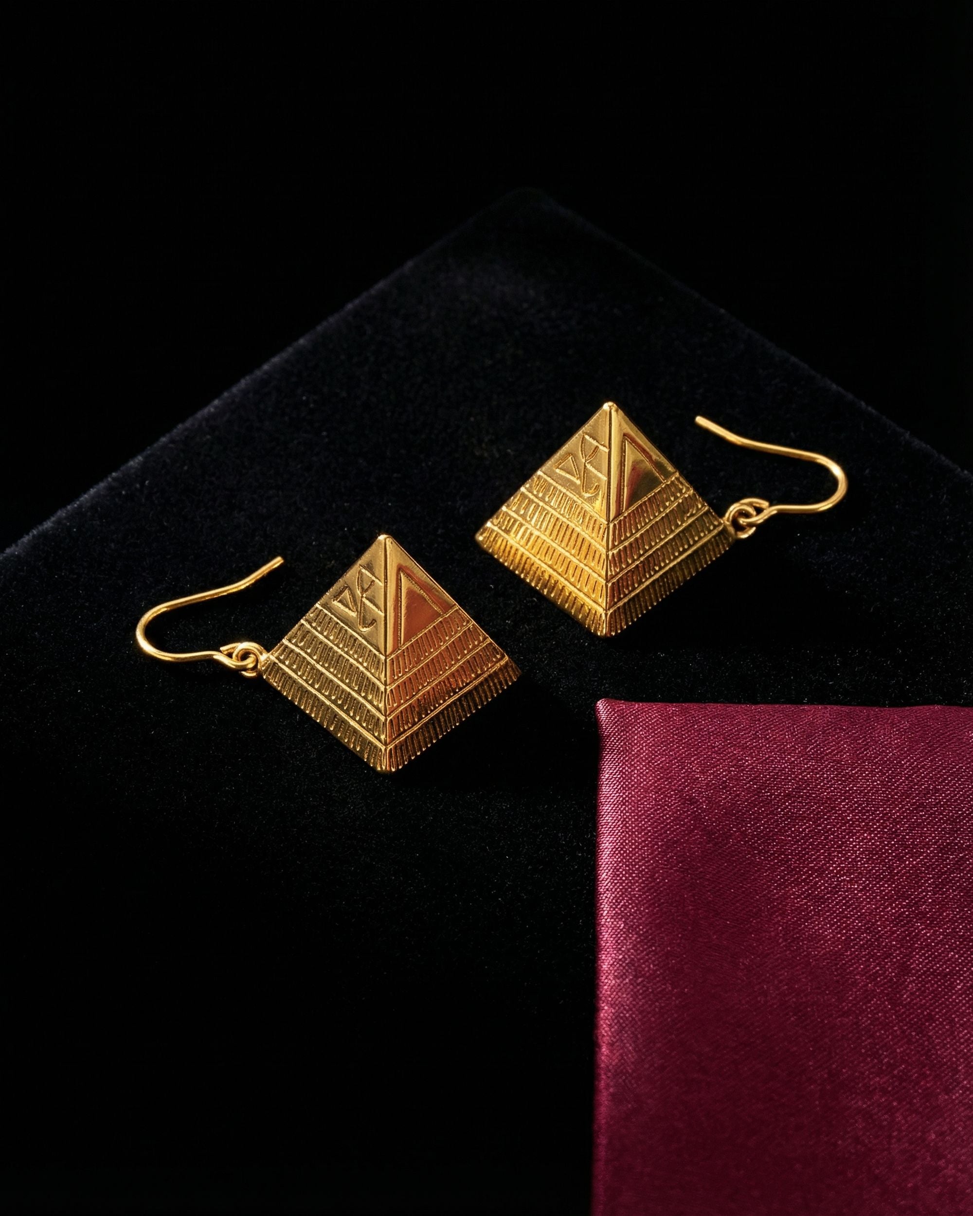 Pyramid Drop Earrings, Gold Jewelry