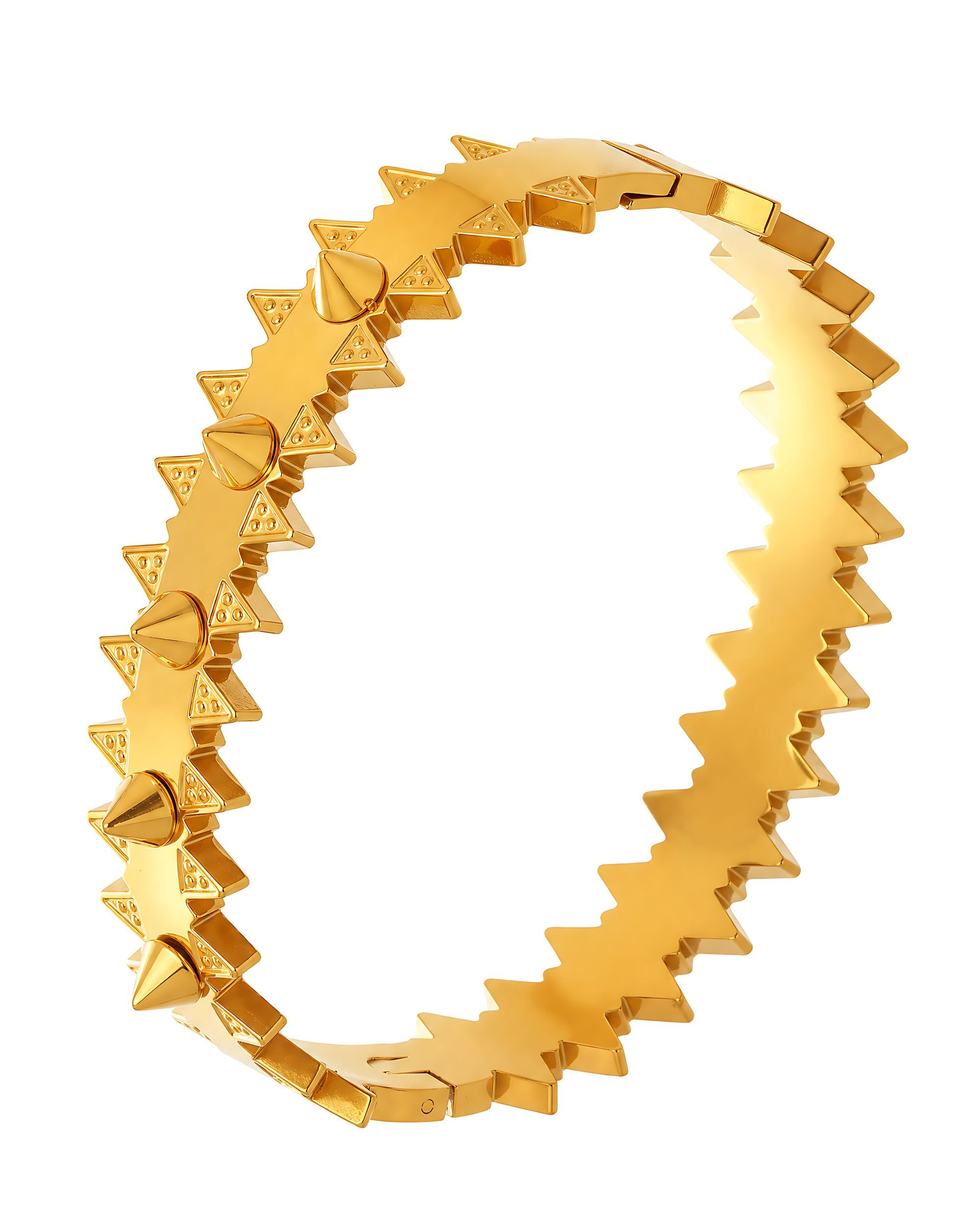 Sawtooth Spike Bangle, Gold