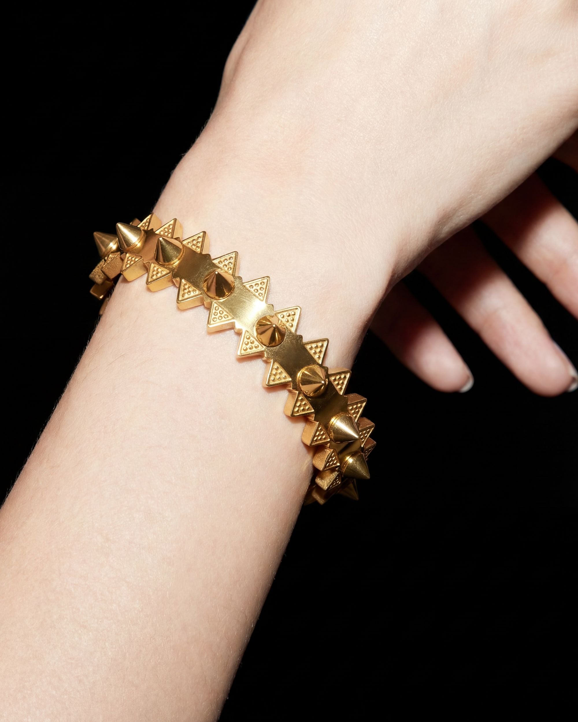 Sawtooth Spike Bangle, Stainless Steel