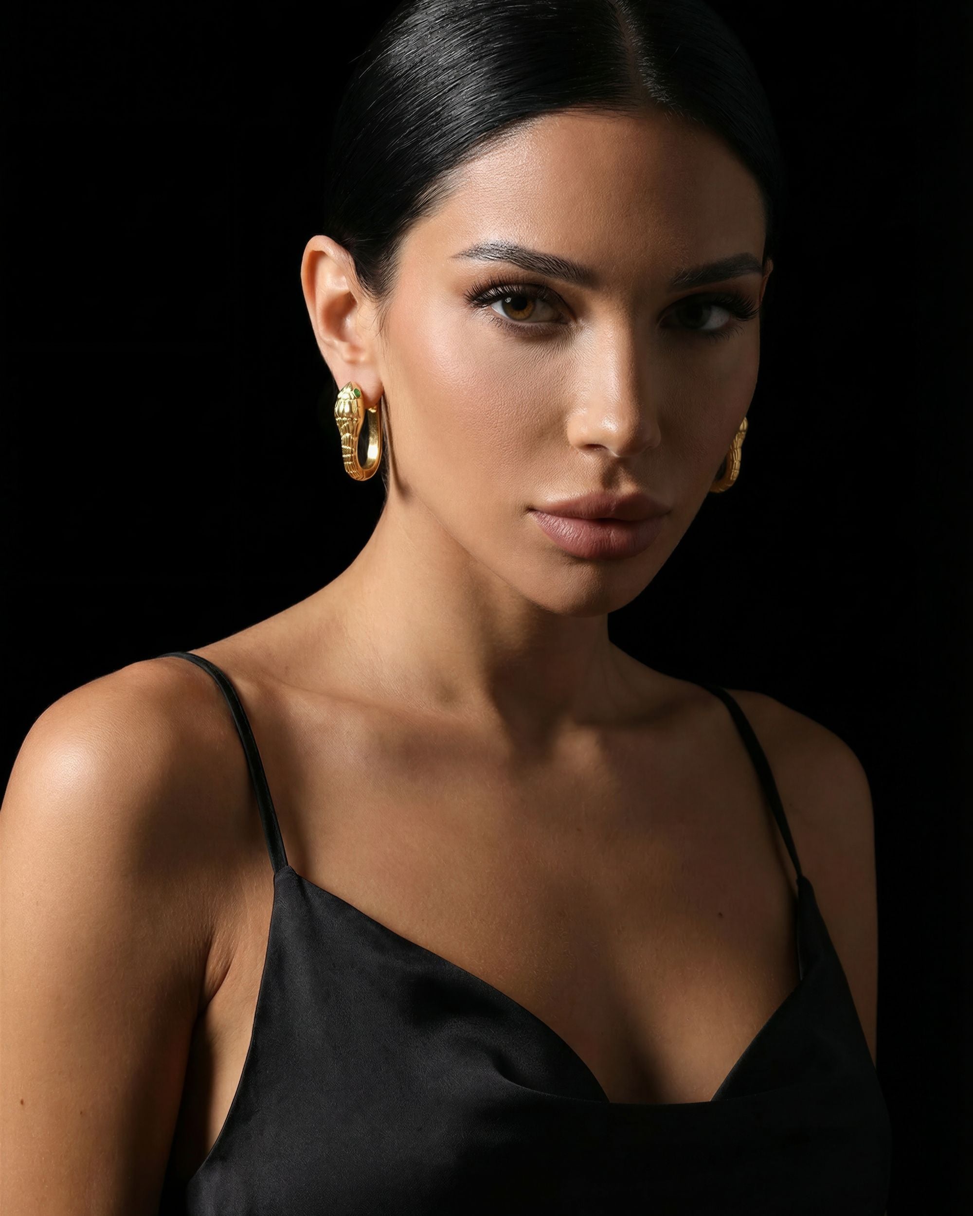 Serpent Cobra Hoop Earrings, Stainless Steel