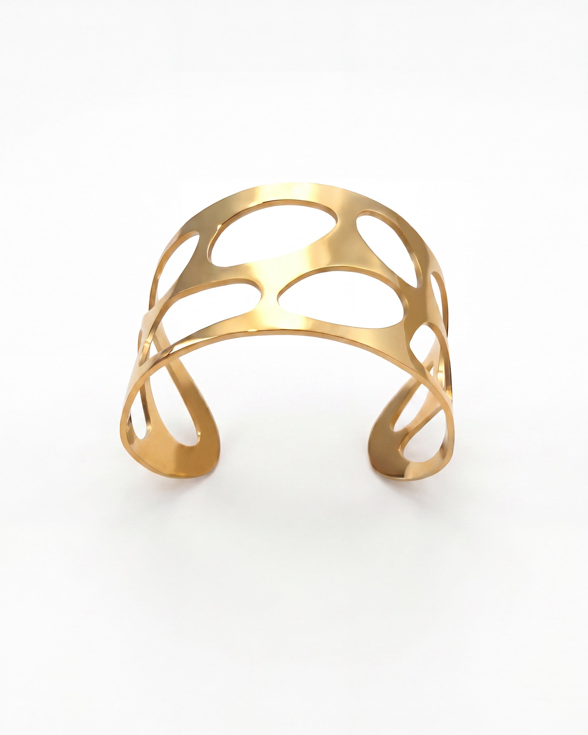 Open Cell Wide Cuff Bracelet - Gold