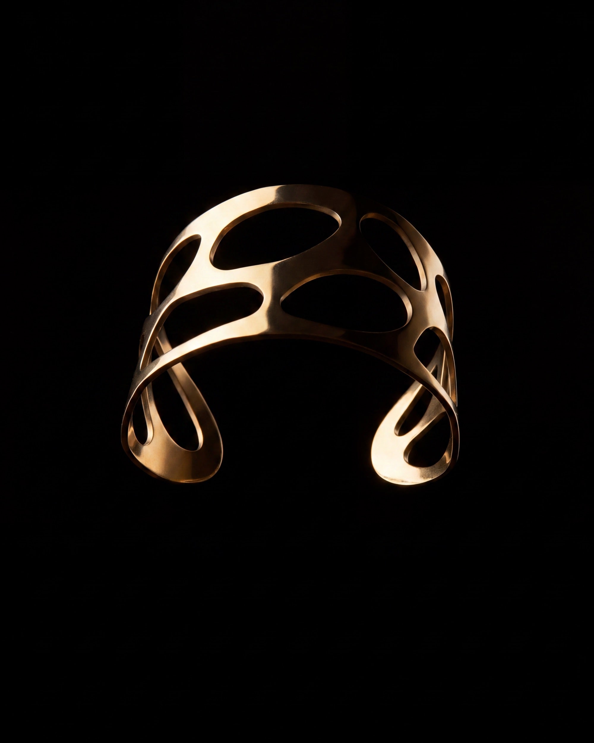 Open Cell Wide Cuff Bracelet - Gold