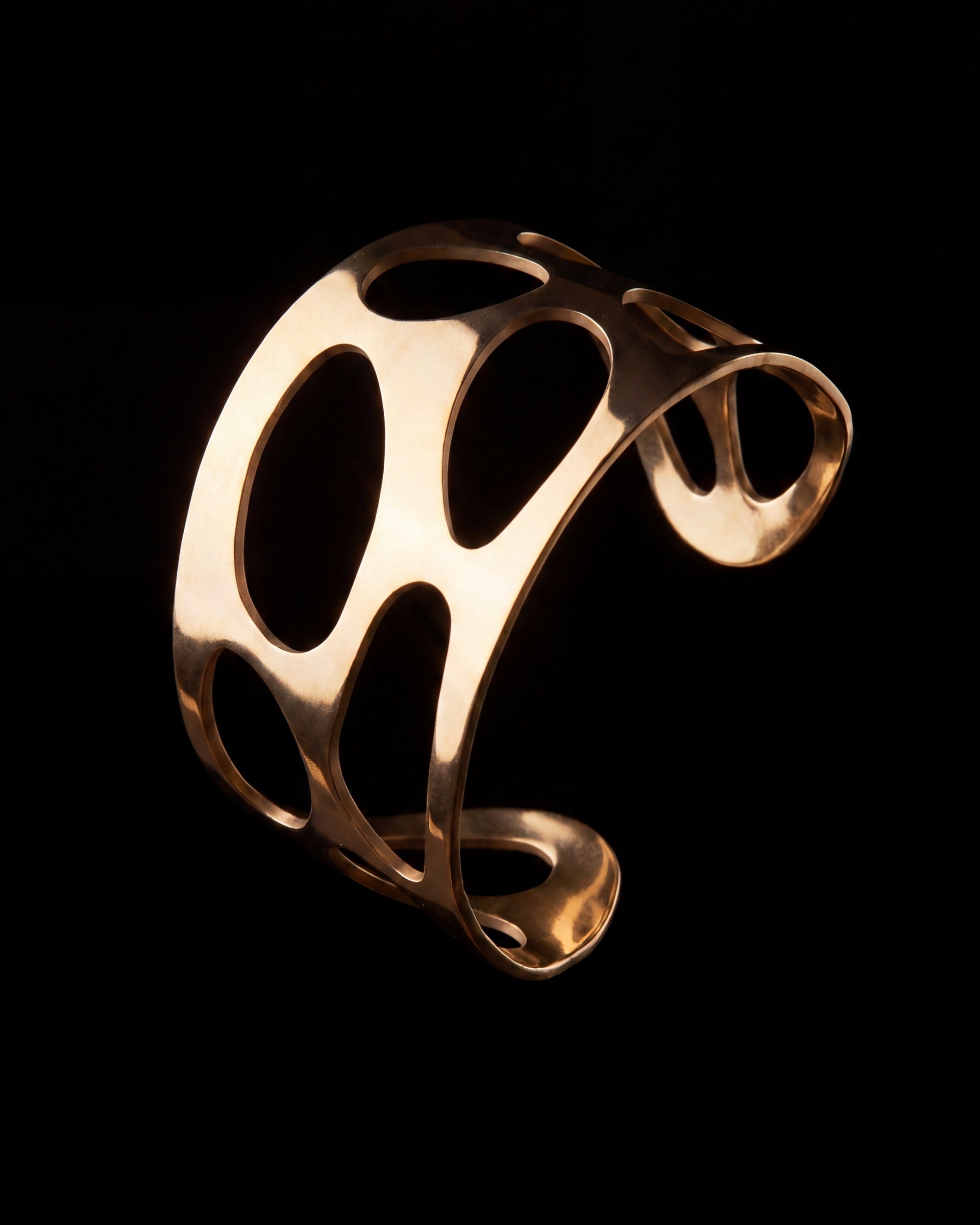 Open Cell Wide Cuff Bracelet - Gold