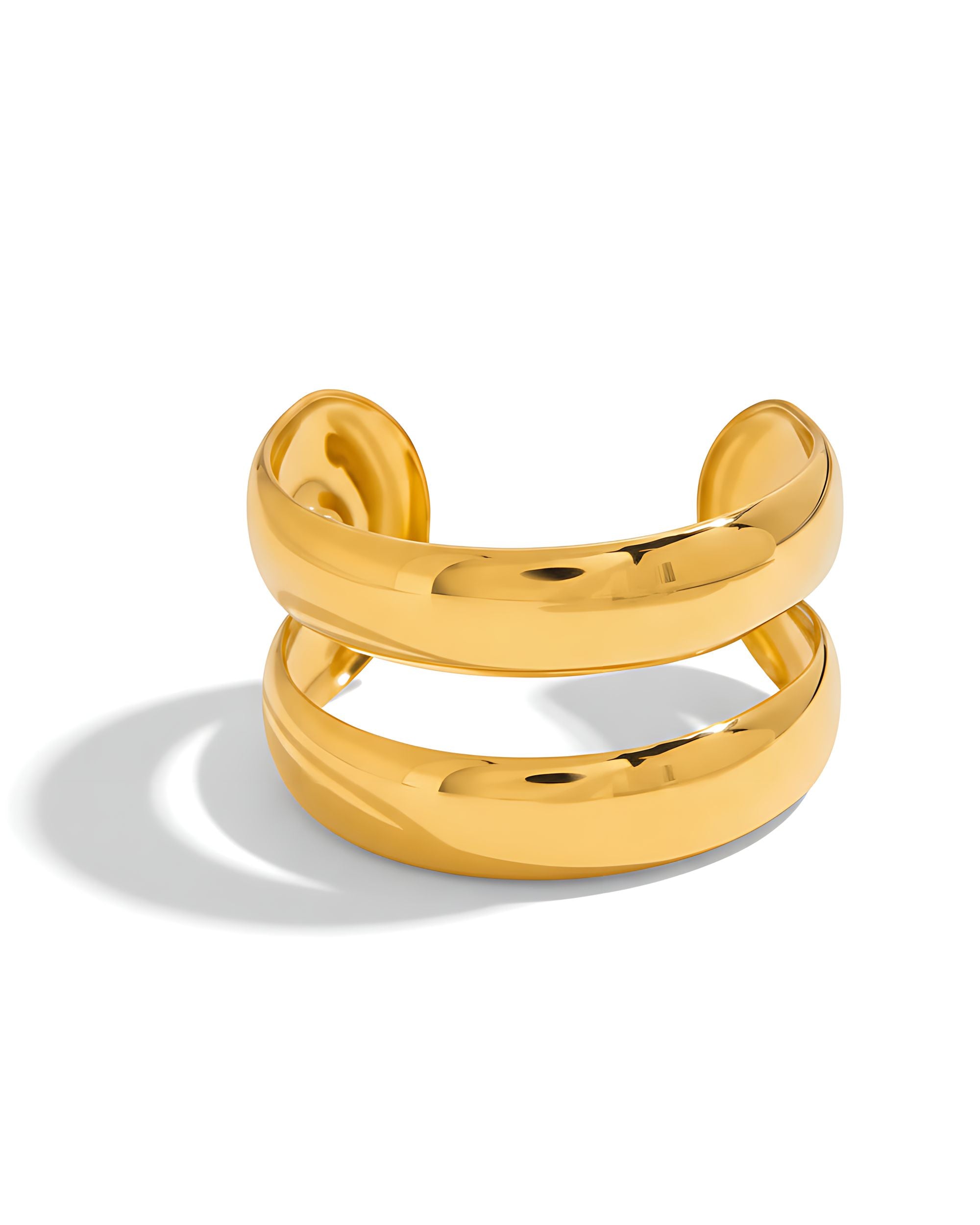 Split Dome Double Cuff Bracelet, Gold