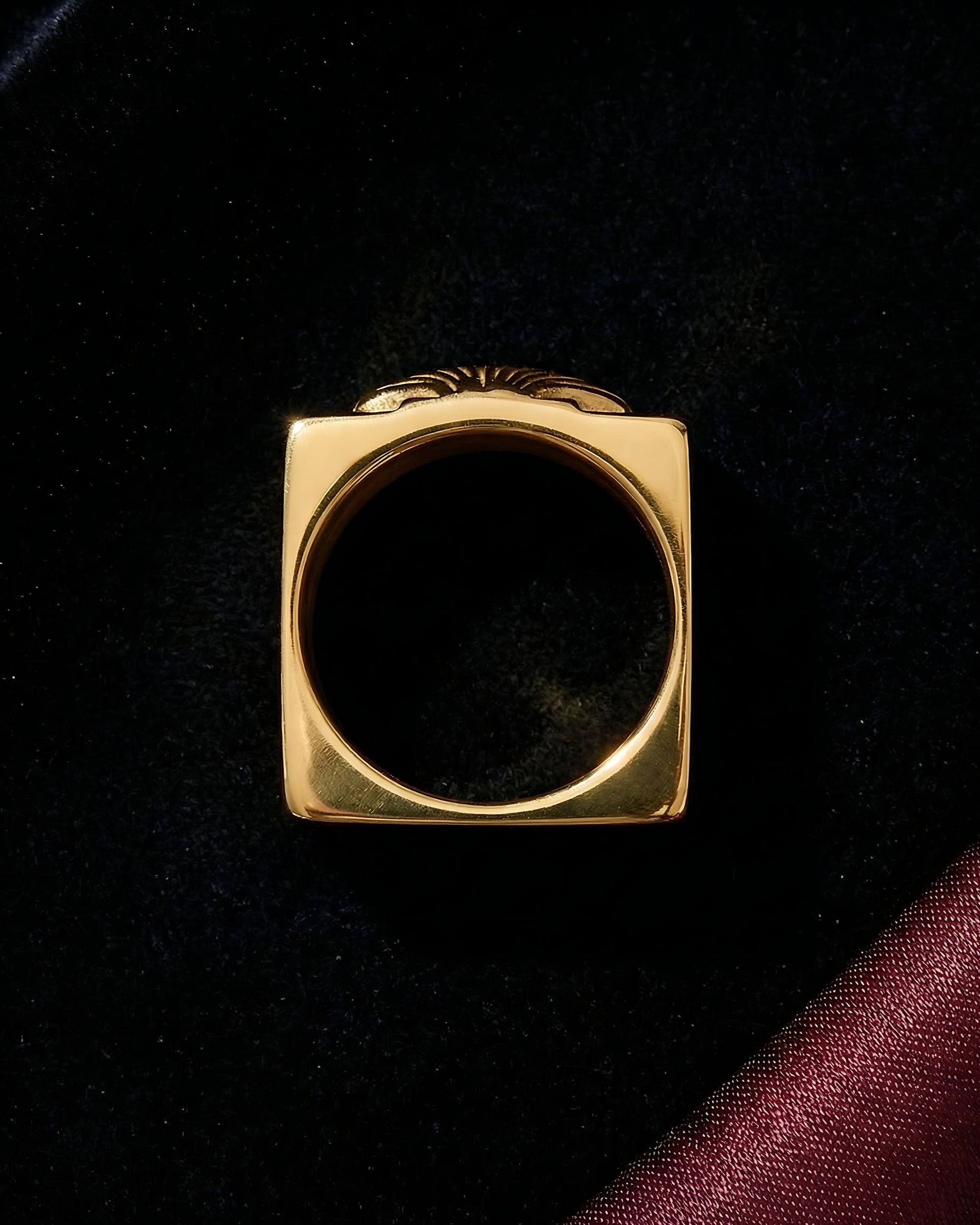 Square Shell Signet Ring, Gold Jewelry
