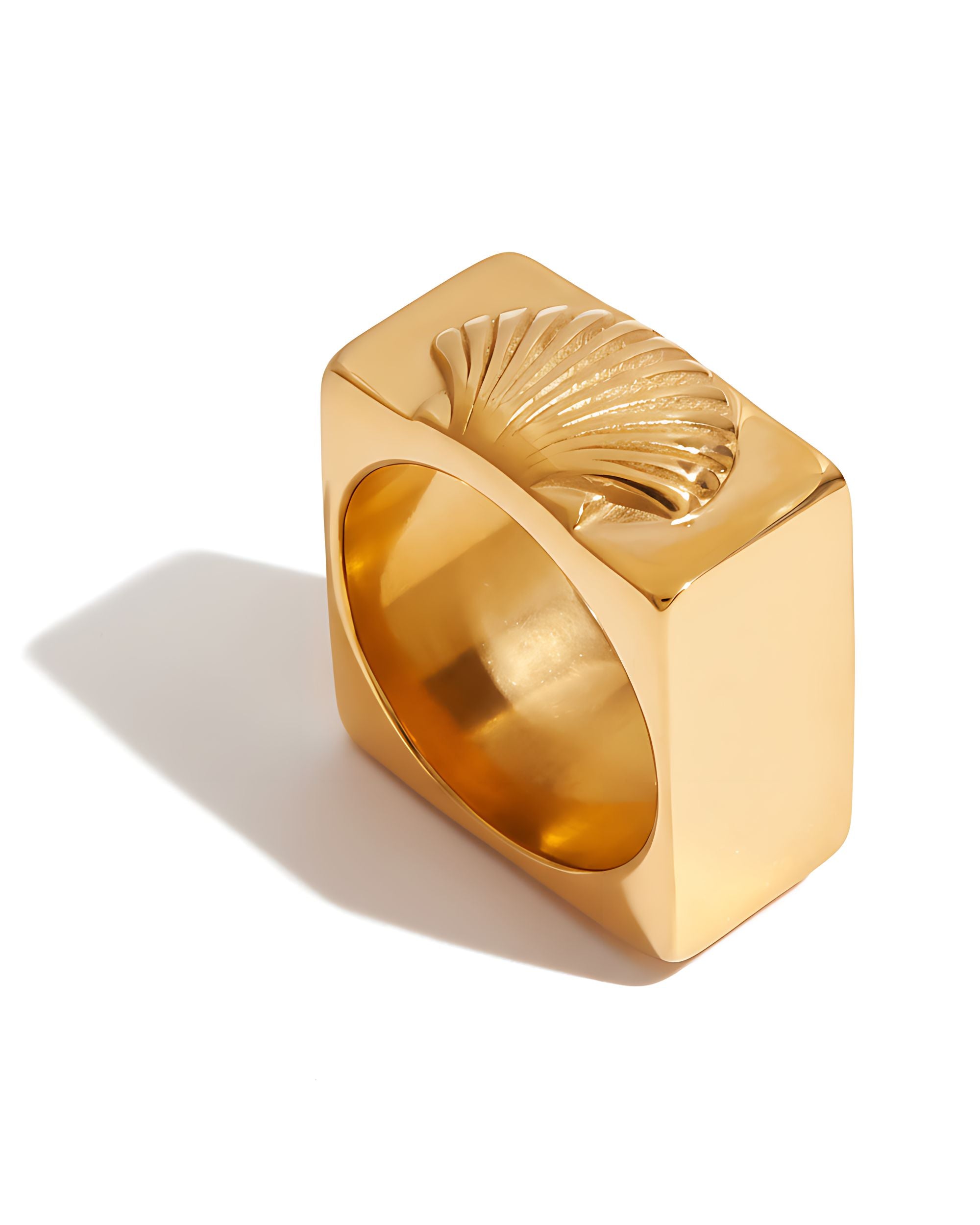 Square Shell Signet Ring, Gold