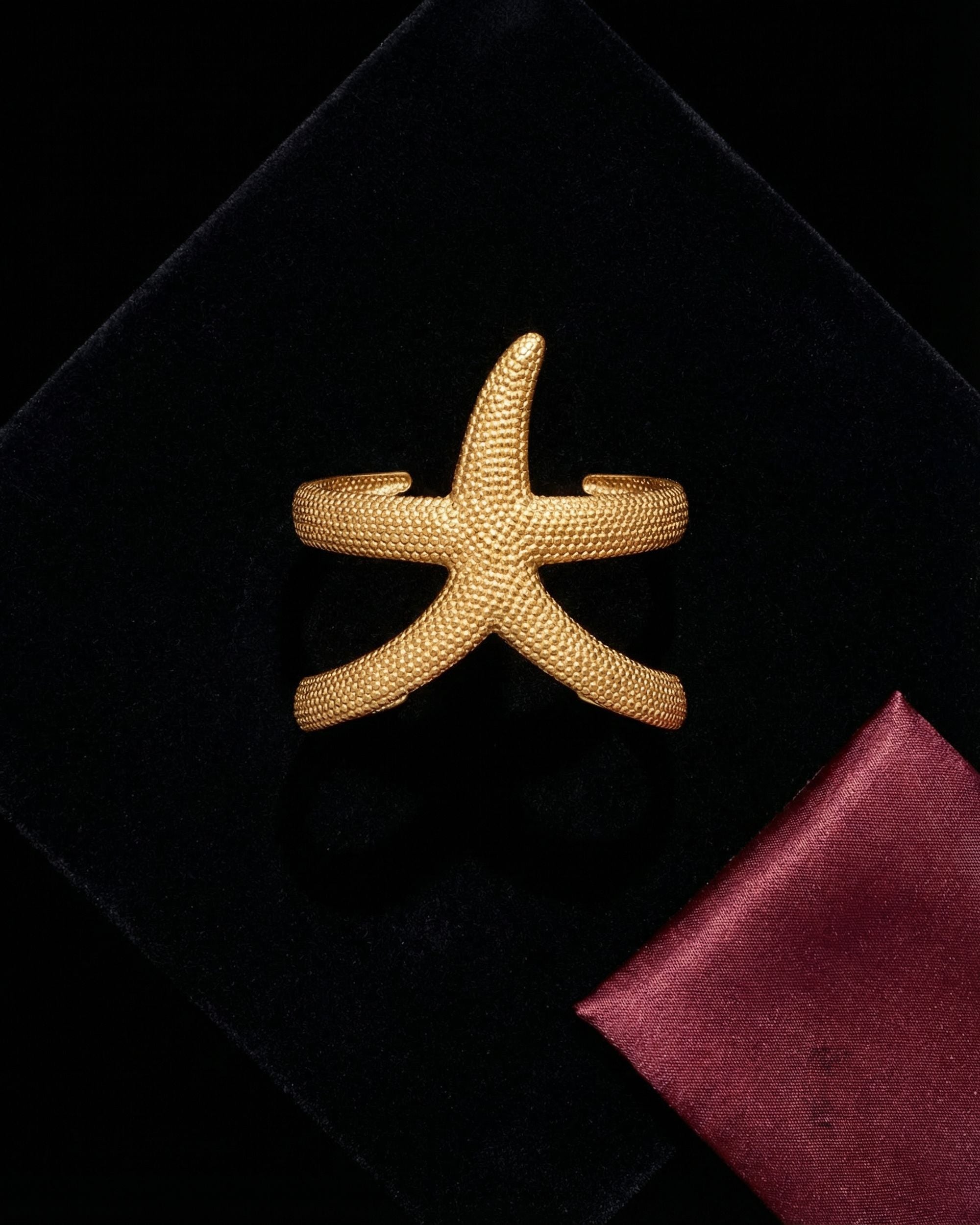 Starfish Cross Cuff Bracelet, Gold Jewelry