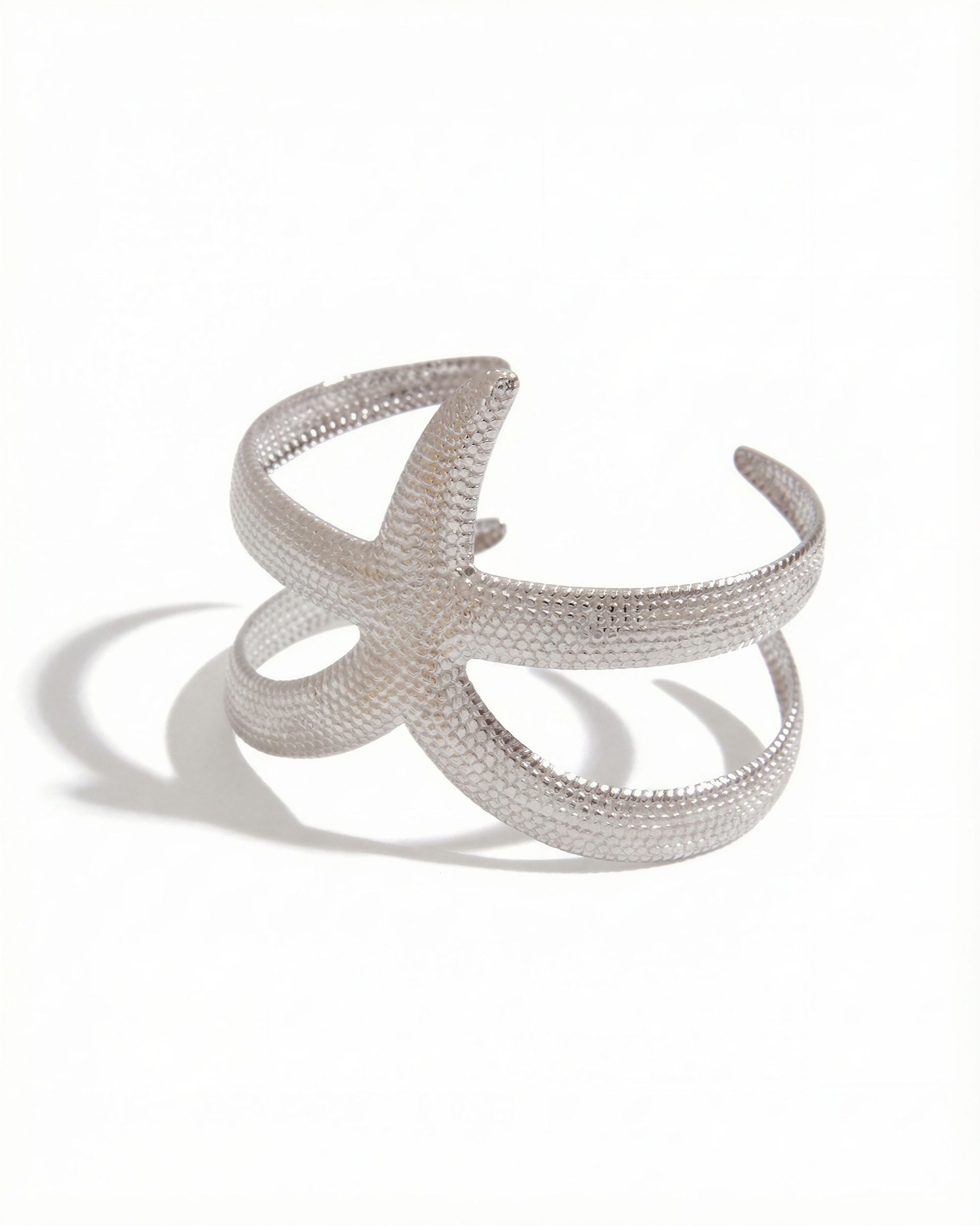 Starfish Cross Cuff Bracelet, Silver