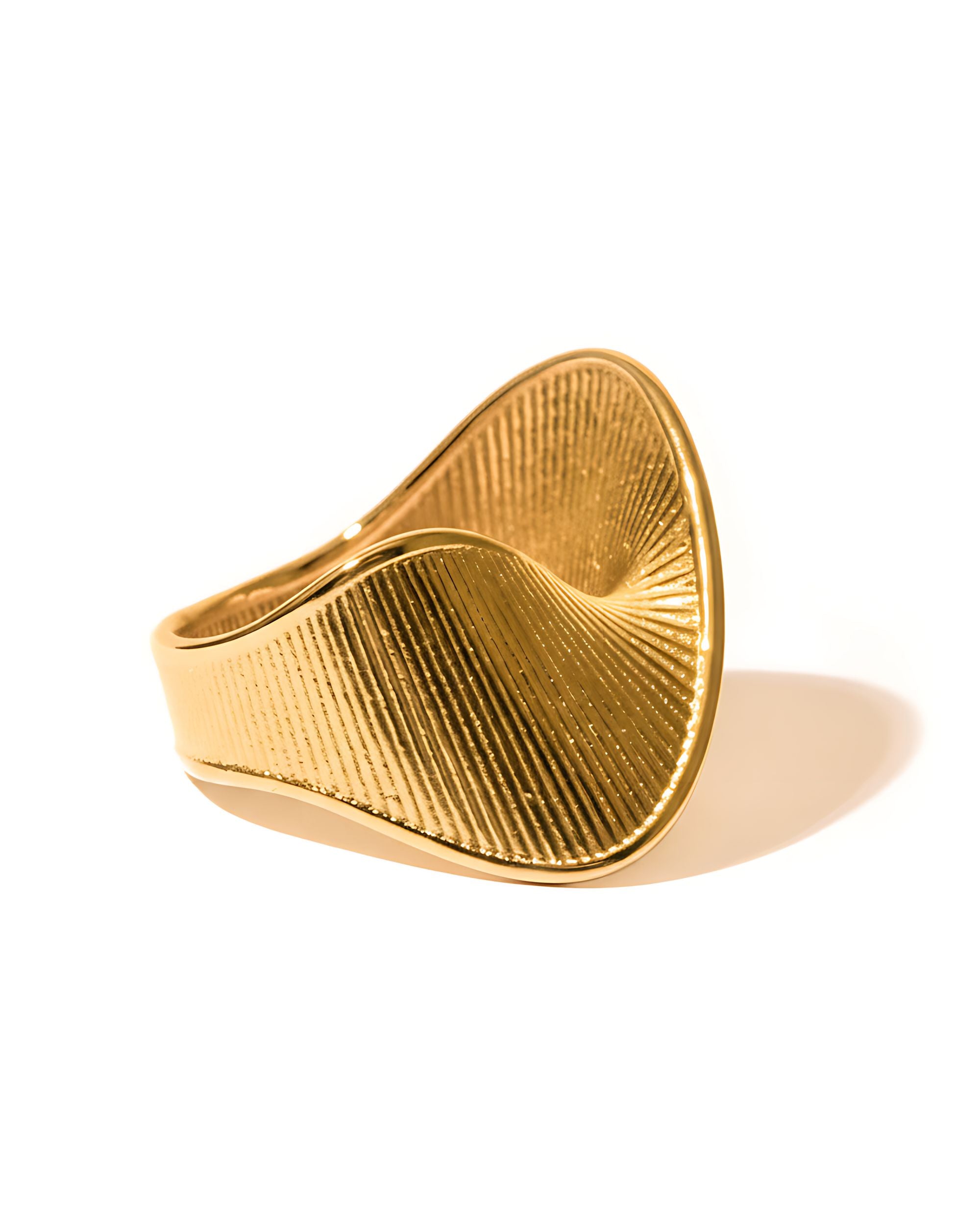 Twisted Diagonal Stripe Statement Ring, Gold
