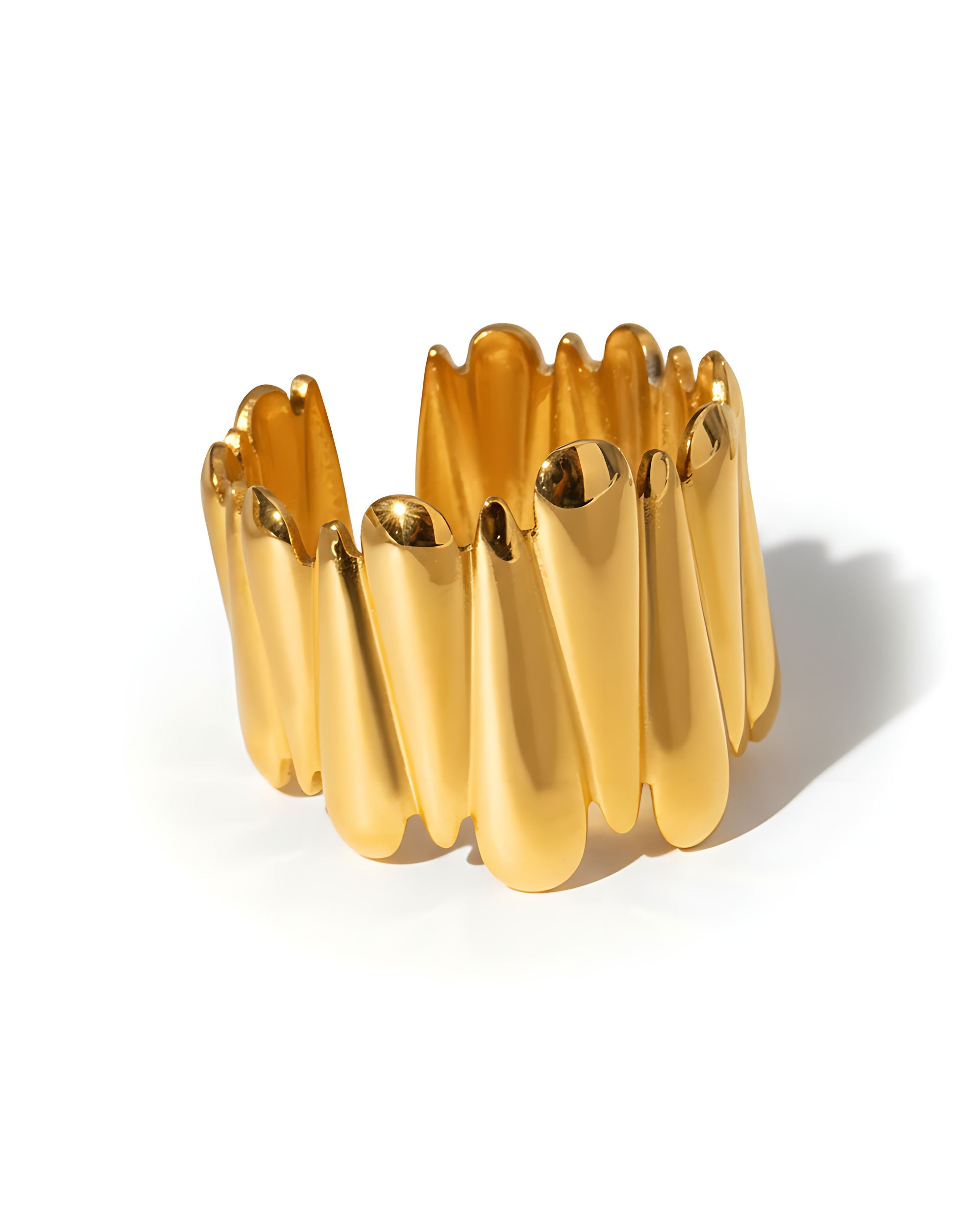 Vertical Droplet Crown Statement Ring, Gold