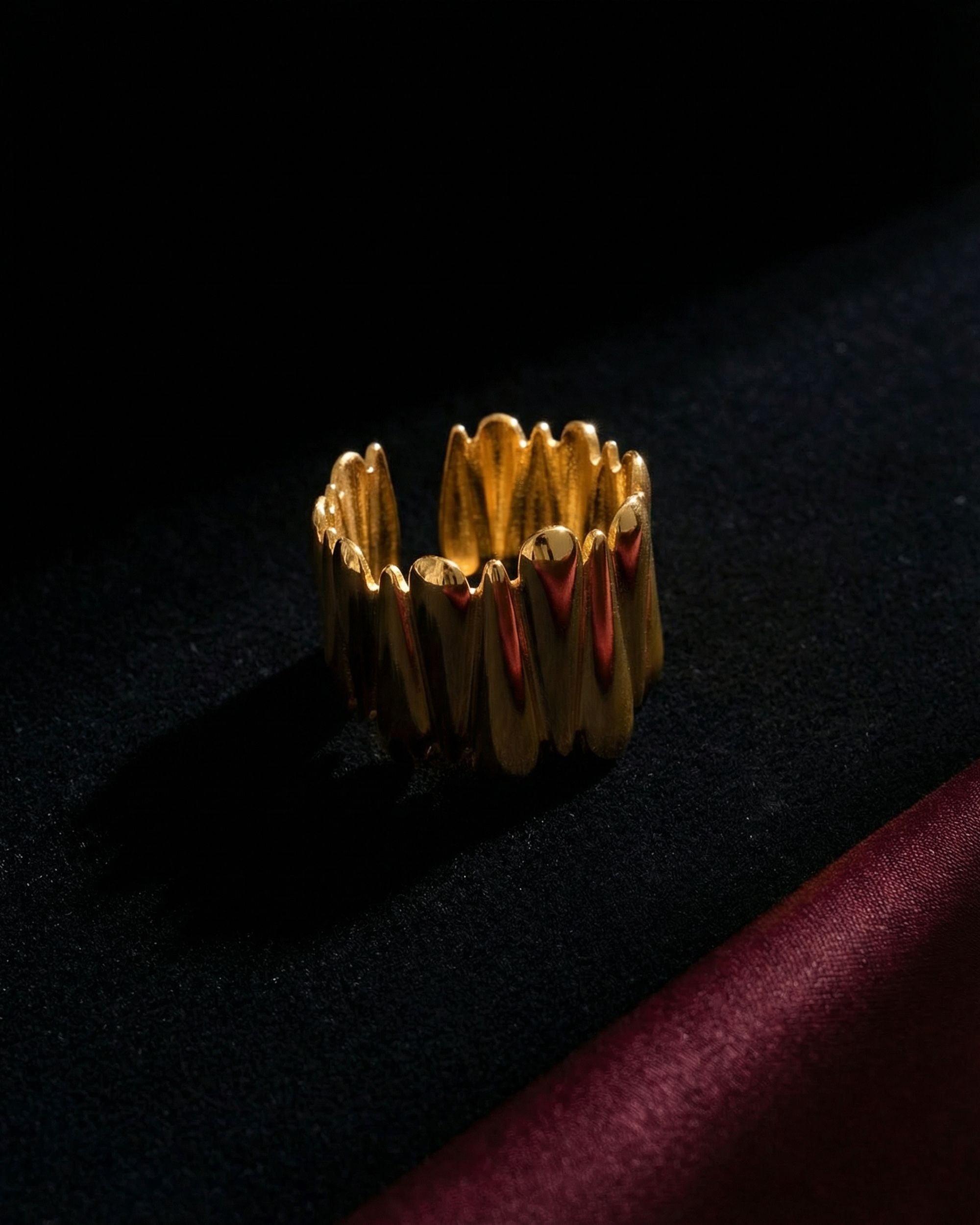 Vertical Droplet Crown Statement Ring, Gold Jewelry