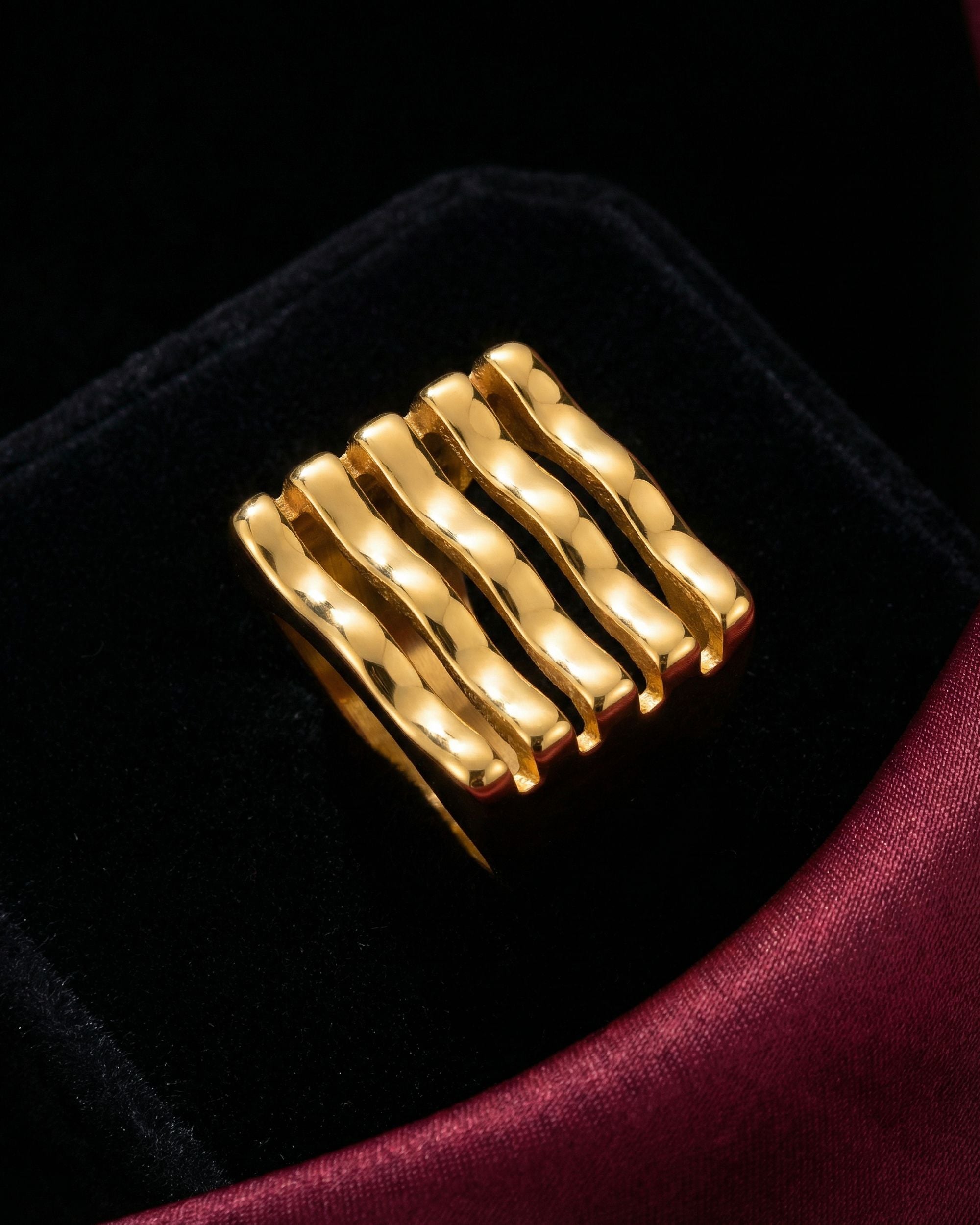 Wave Stack Statement Ring, Gold Jewelry