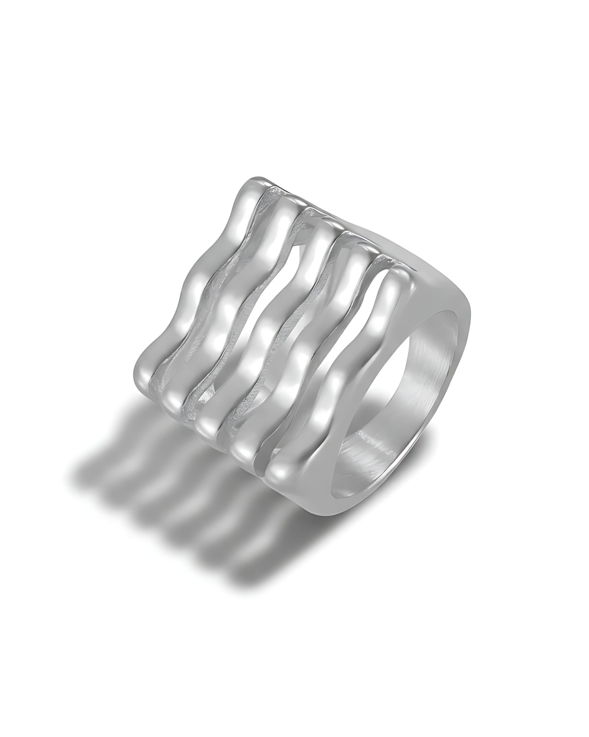 Wave Stack Statement Ring, Silver