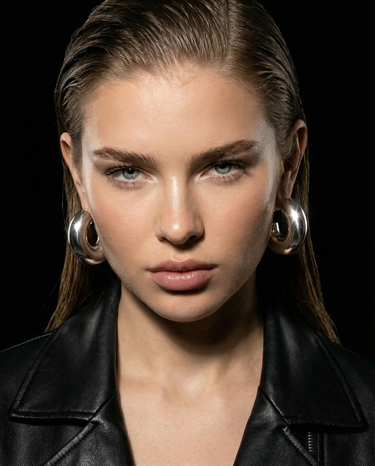 Chunky Ball Hoop Earrings, Stainless Steel